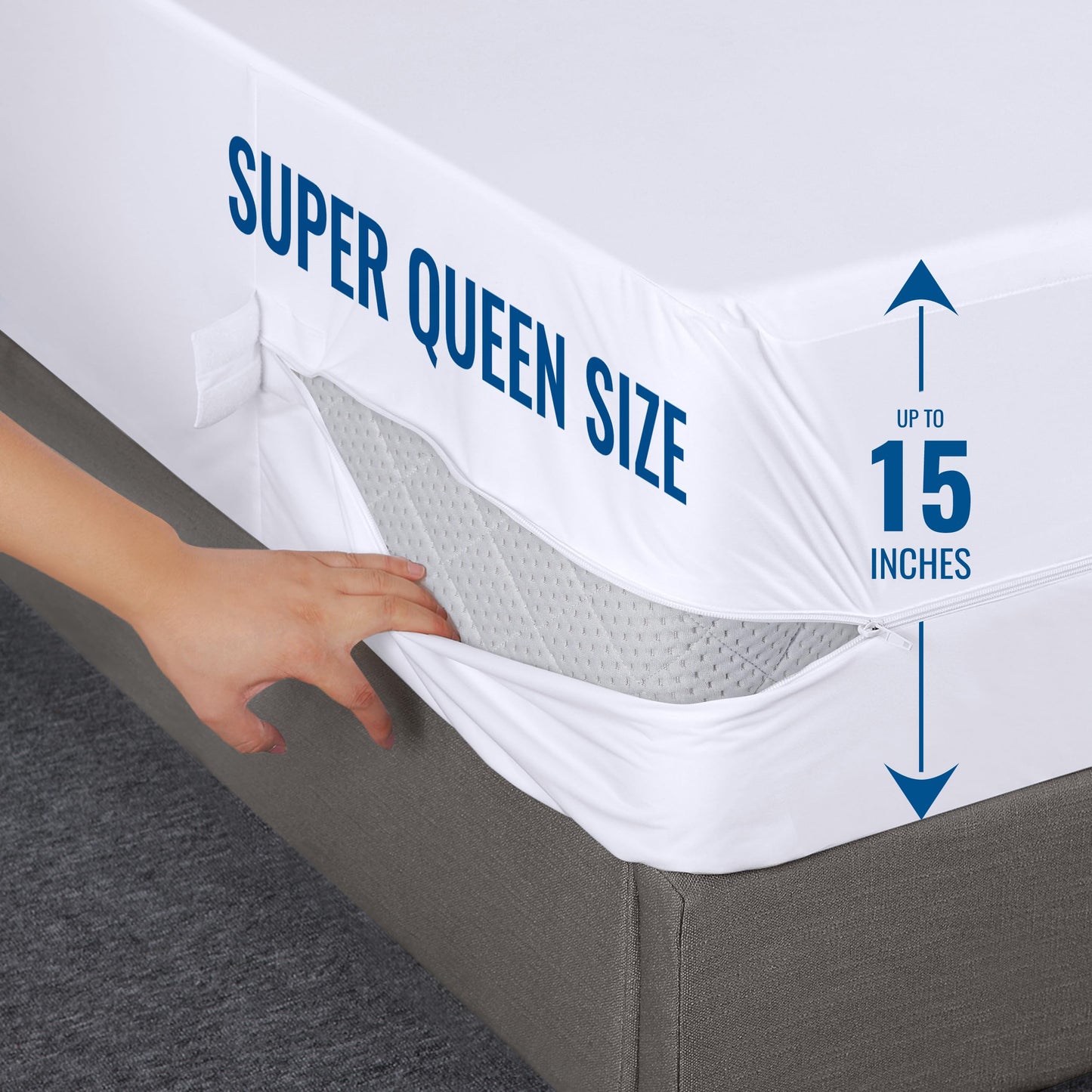 Utopia Bedding Zippered Mattress Encasement Super Queen - 100% Waterproof and Bed Bug Proof Mattress Protector - Absorbent, Six-Sided Mattress Cover