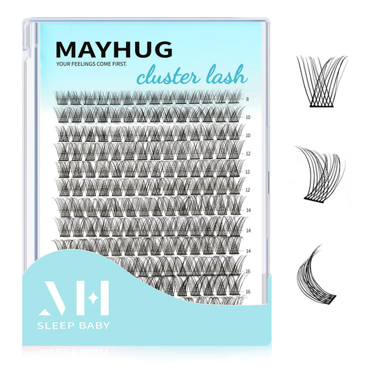 MH Lash Clusters Cluster Eyelash Extensions Individual Cluster Lashes Super Soft Wispy Eyelash Clusters Reusable 7 Times, Easy DIY Lashes at Home (Sleep Baby Ultra-thin, 8-18mm, 168PCS)