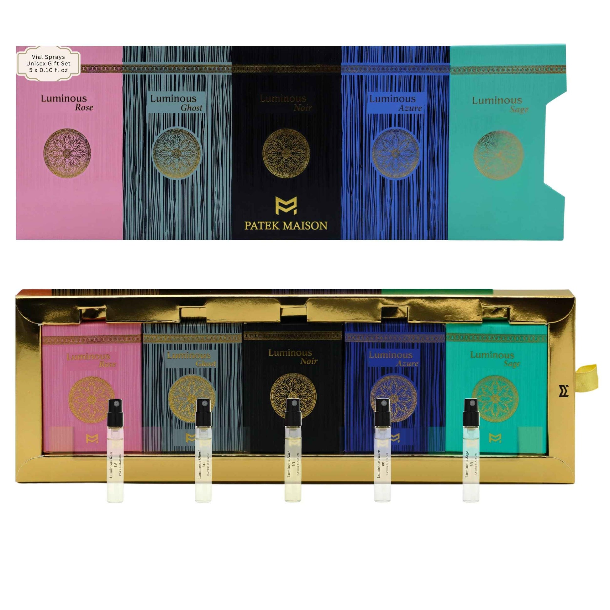 Patek Maison Perfume for Women and Men Luminous Discovery Gift Set Mini Vial Sampler Sprays EDP 0.10 Fl oz