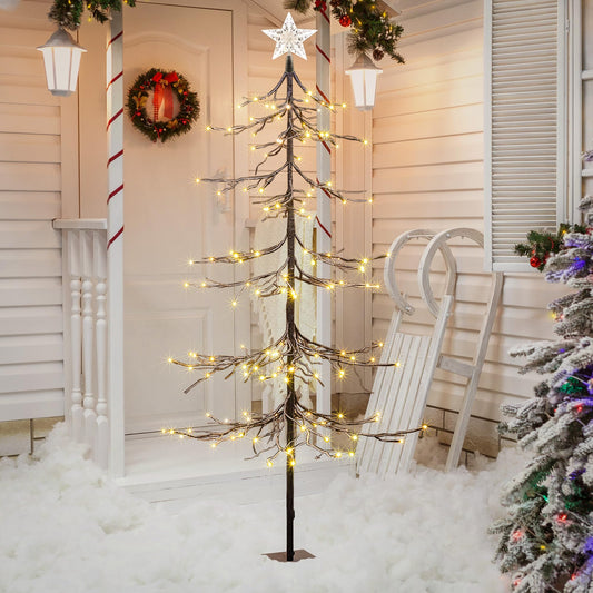 Lighted Snow Tree 6FT 144 LED Artificial Tree for Decoration Inside and Outside Home Patio Christmas Wedding Festival Decor Warm White