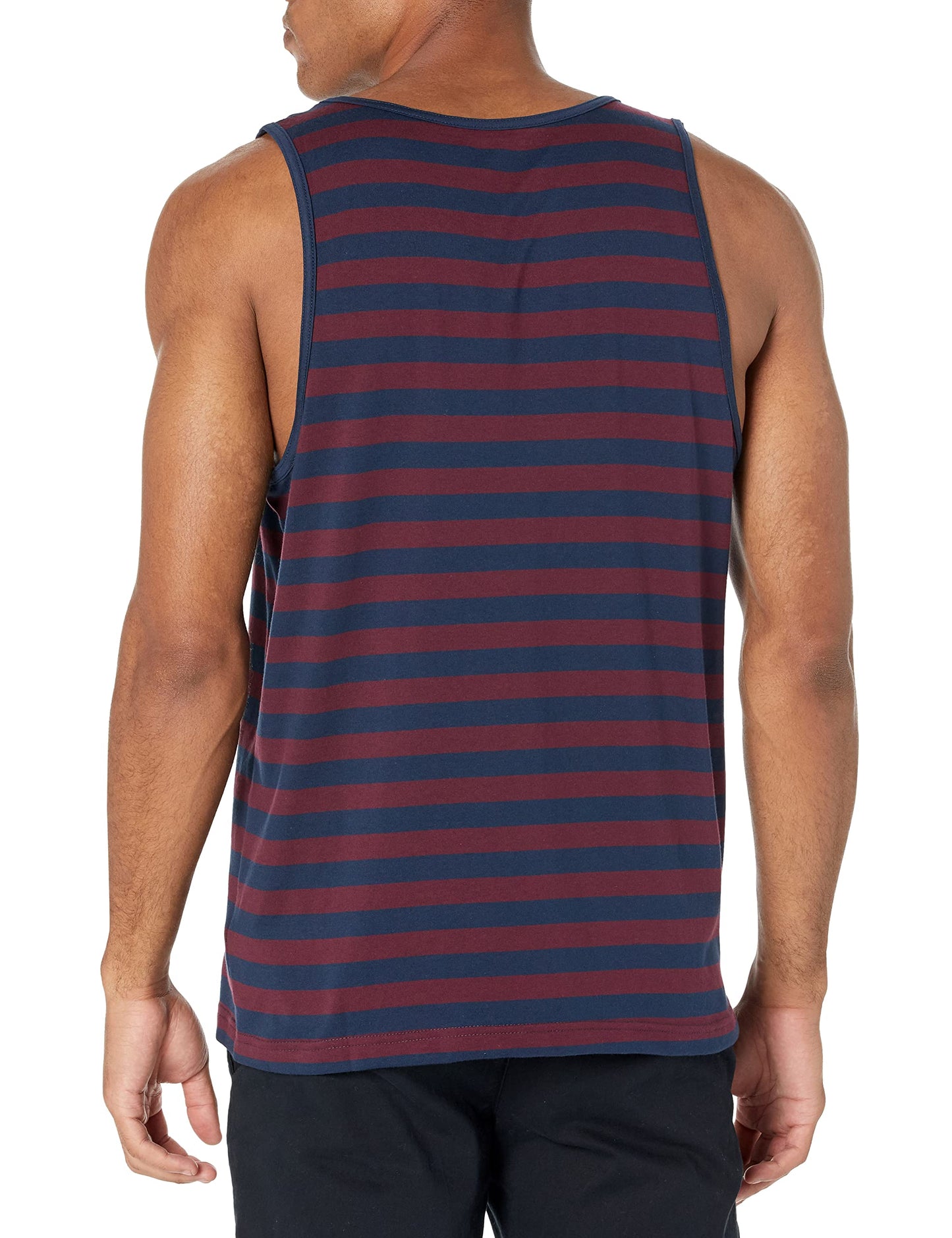 Amazon Essentials Men's Regular-Fit Tank Top, Burgundy Navy Stripe, X-Small