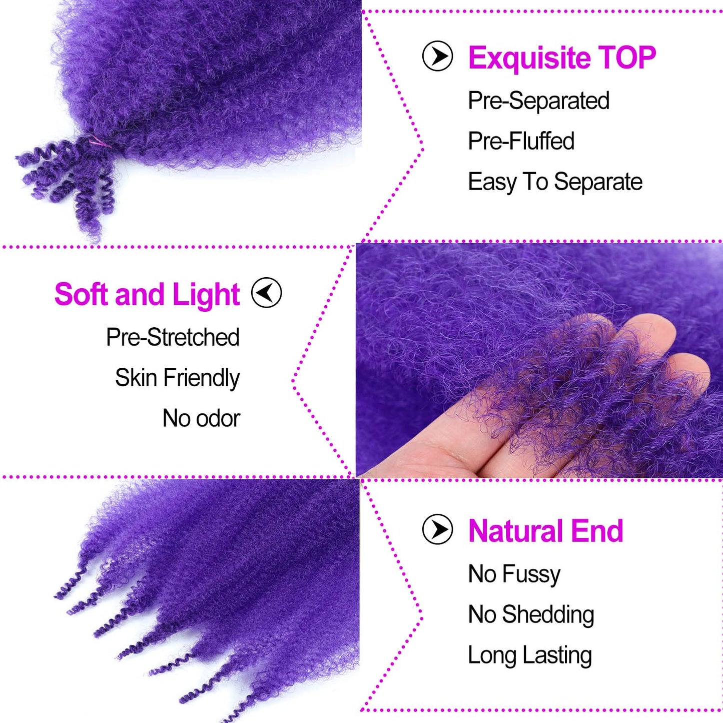 KEPBEAY Afro Twist Hair 12inch Afro Twist Crochet Braiding Hair (12 Inch (Pack of 3), Purple#) …