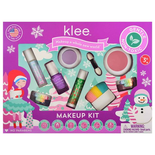 Klee Naturals Holiday Deluxe Mineral Makeup Kit. Gentle and Non-Toxic. Perfect for Kids and Tweens. Made in USA. (Festive Jingles)