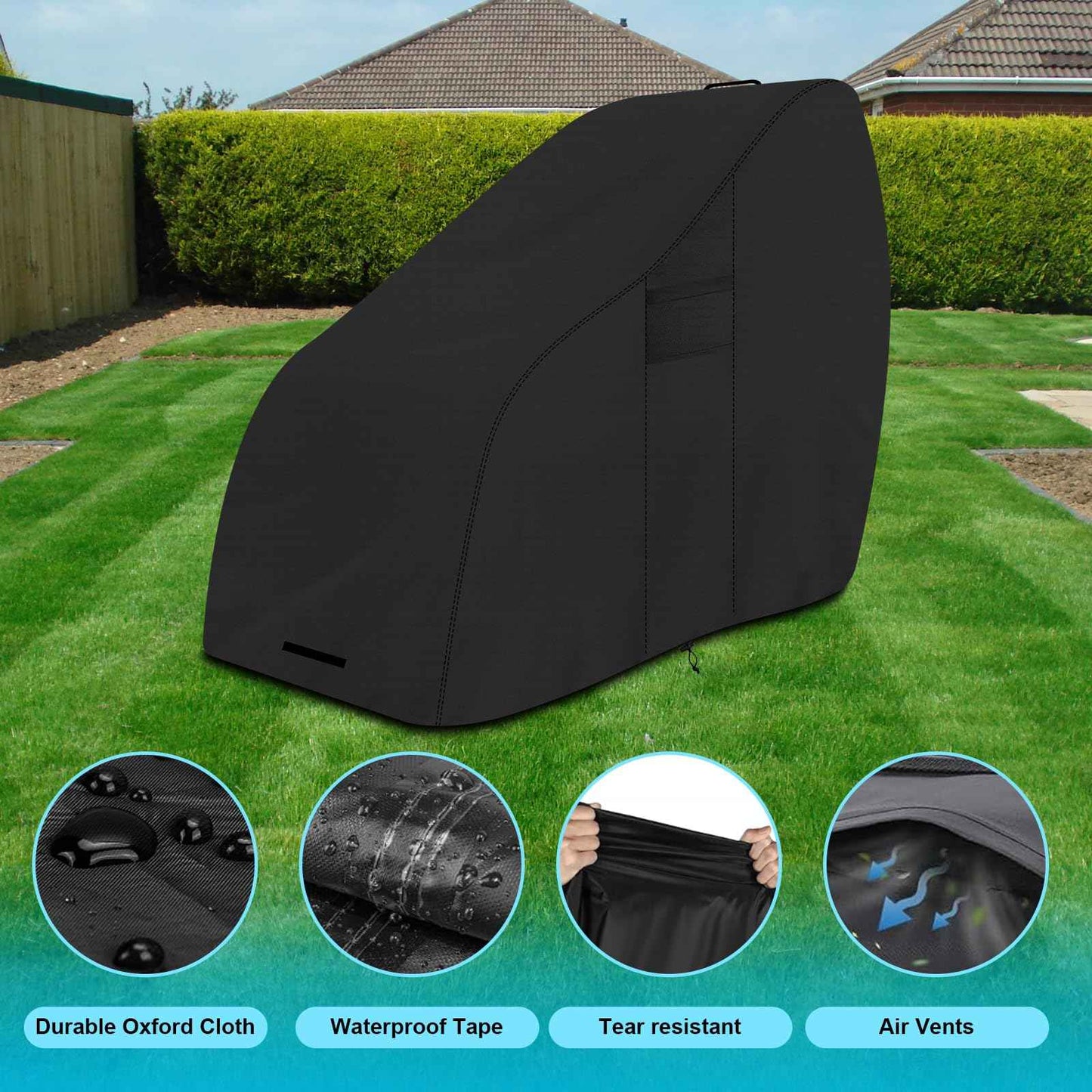 Massage Chair Cover, 600D Oxford cloth waterproof Full Body Zero Gravity Chair Covers, UV resistant Shiatsu Massage Recliner Chair Cover, tear resistant, with storage bag, black, 63x39.5x55.5 in