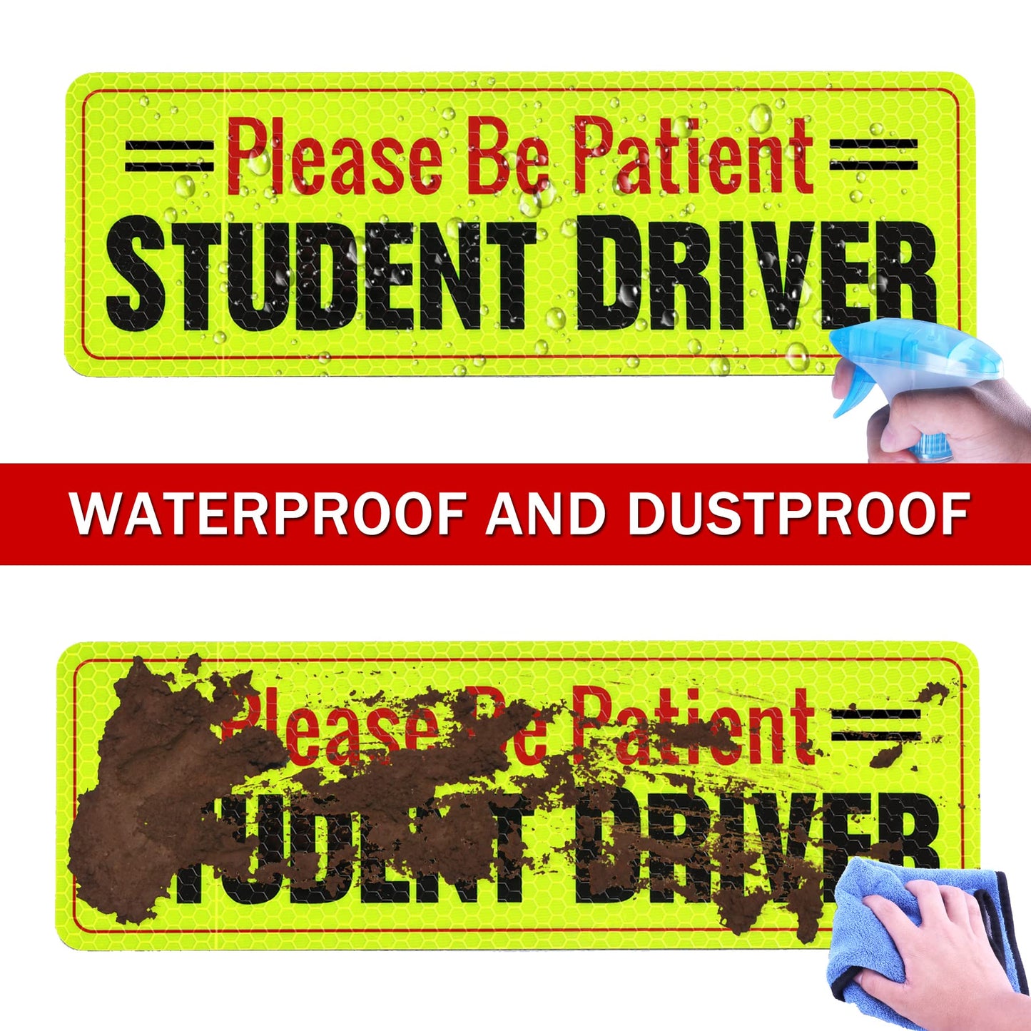 SINGARO Student Driver Sticker for Car, 3pcs Reflective Student Driver Bumper Sticker, Car Exterior Accessories, New Driver Vehicle Safety Signs