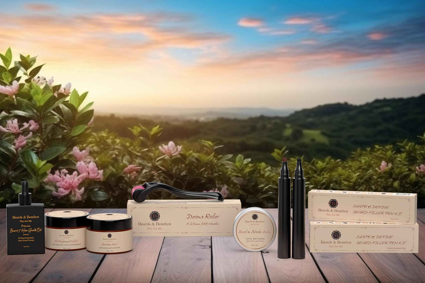 Beards & Bourbon Luxury Men's Travel Grooming Kit, Comprehensive Beard Care Set, Great and Safe for Travel