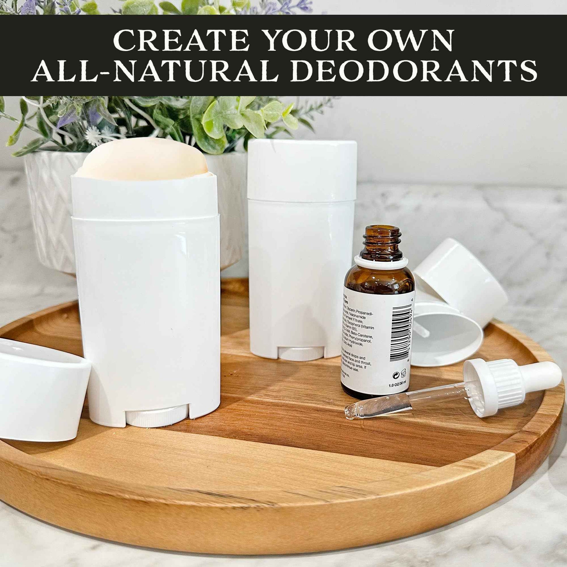 Cornucopia Brands 2.5oz Empty Deodorant Containers (8-Pack, 75ml); BPA-Free Plastic White Twist-Up Refillable Tubes for DIY Deodorant, Aromatherapy, Balm, Etc.