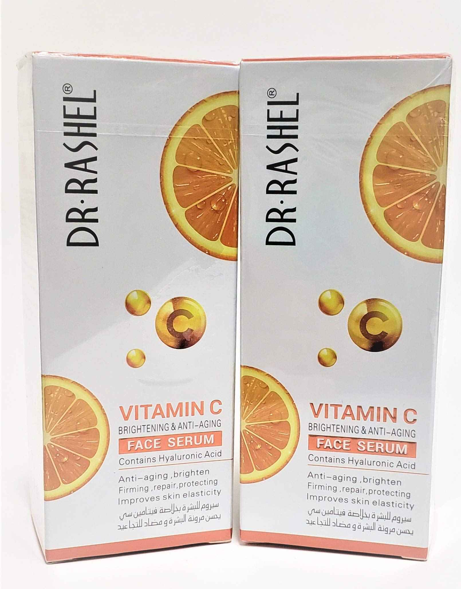 Dr Rashel Vitamin C Face Serum | Hyaluronic Acid , Firming and Anti Aging ( Pack of 2 ) + 1 Pair of Collagen Crystal Eye Mask
