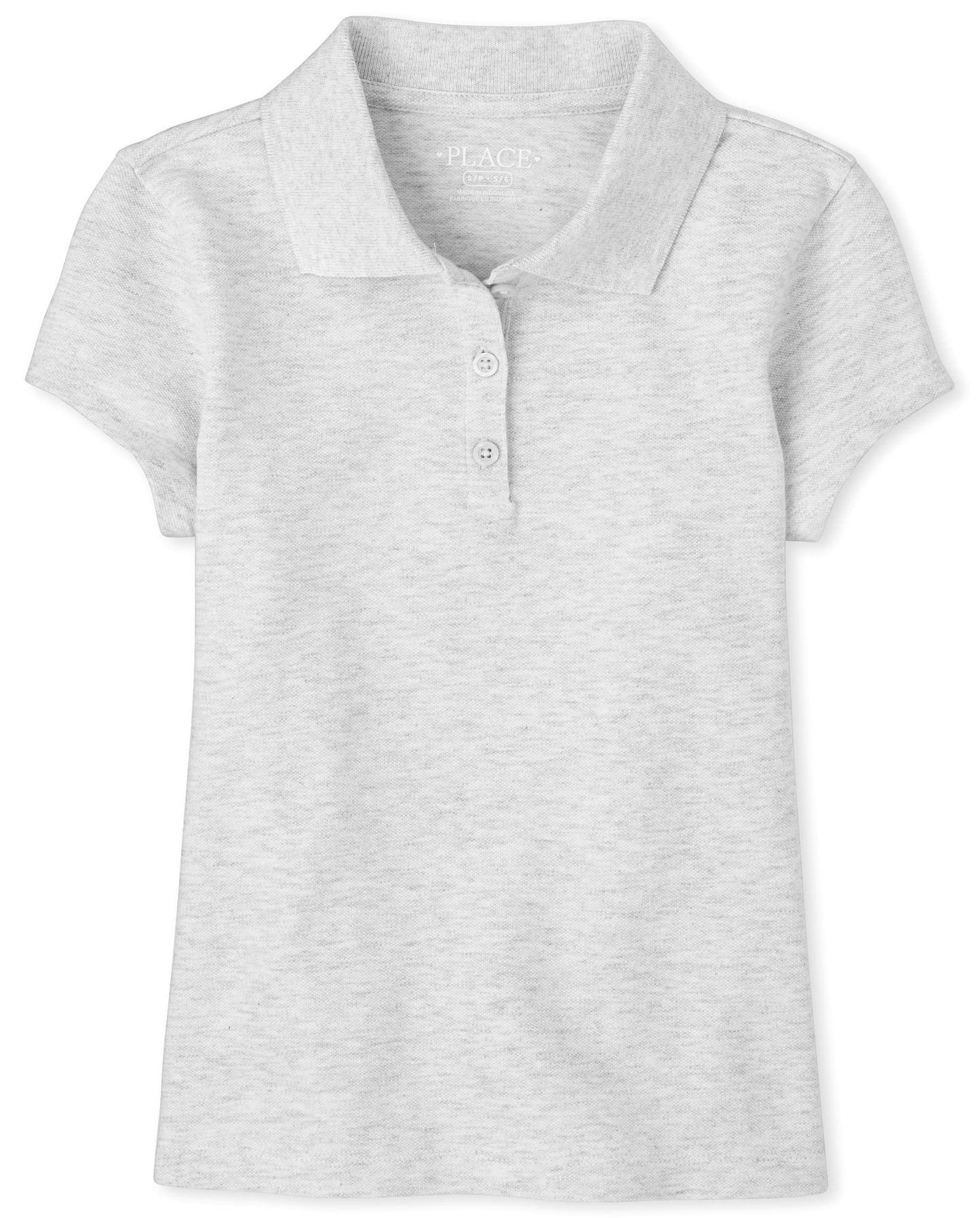 The Children's Place Girls Short Sleeve Pique Polo Shirt, Heather Grey, X-Small US