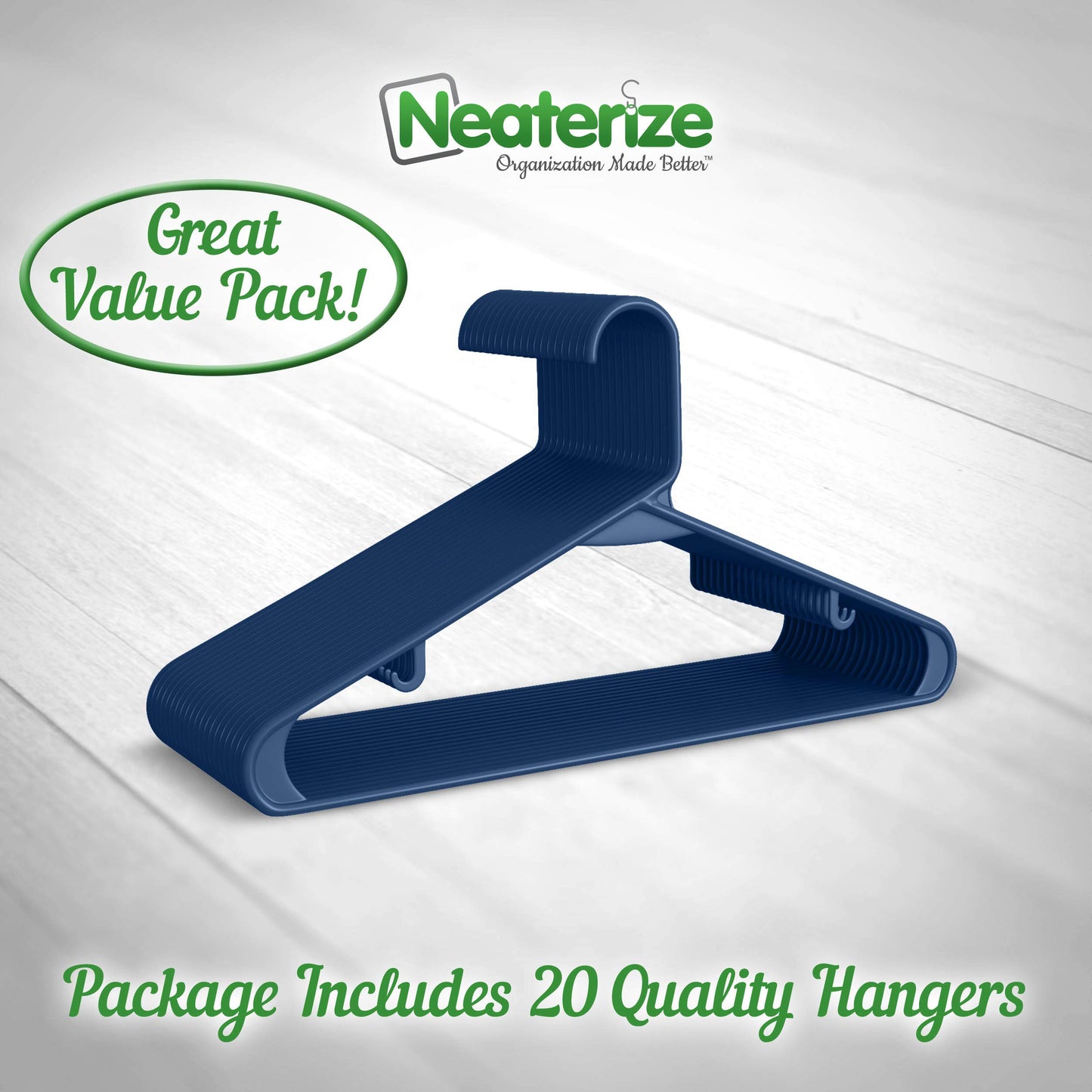 Clothes Hangers Plastic 20 Pack - Navy Plastic Hangers - Makes The Perfect Coat Hanger and General Space Saving Clothes Hangers for Closet - Percheros Ganchos para Colgar Ropa Hangars