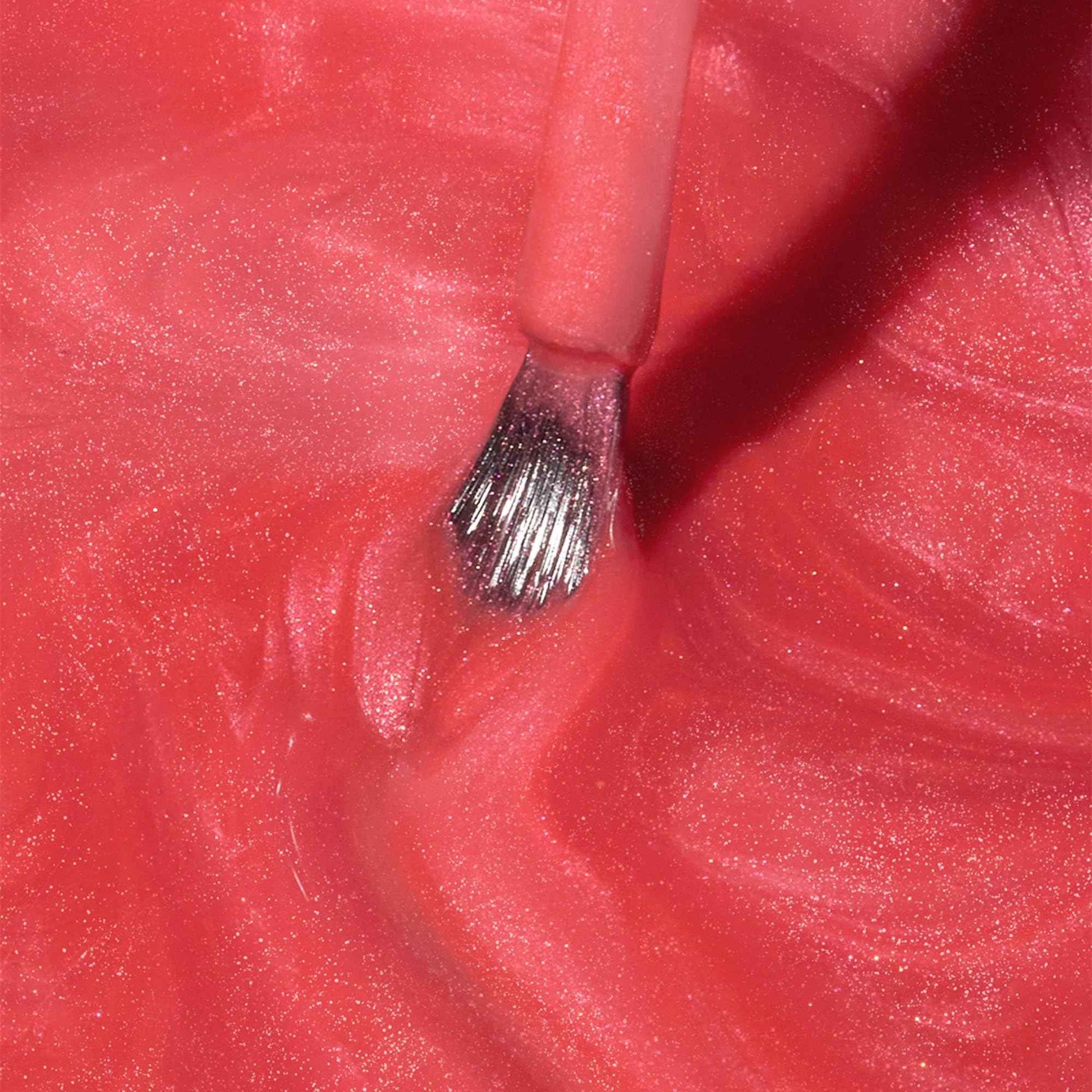 Dazzle Dry Nail Lacquer (Step 3) - Poolside Pink - A deep coral pink-red. Semi-sheer shimmer. (0.5 fl oz)