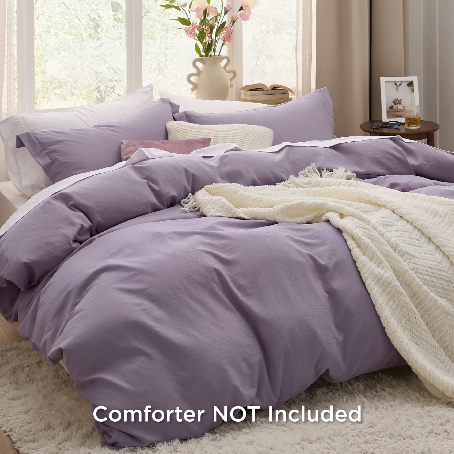 Bedsure Grayish Purple Twin Duvet Cover Set - Soft Prewashed Duvet Cover Twin Size, 2 Pieces, 1 Duvet Cover 68x90 Inches with Zipper Closure and 1 Pillow Sham, Comforter Not Included