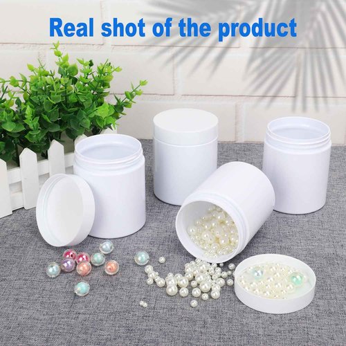 30 Packs 8.8oz (250 ml) Plastic White Jars with Lids, Cosmetic Containers jars with Wide-Mouth for slime, beads, rhinestones, sequins Cosmetics, Lotion, Cream, Ointments and More by KUKLIPJIM.