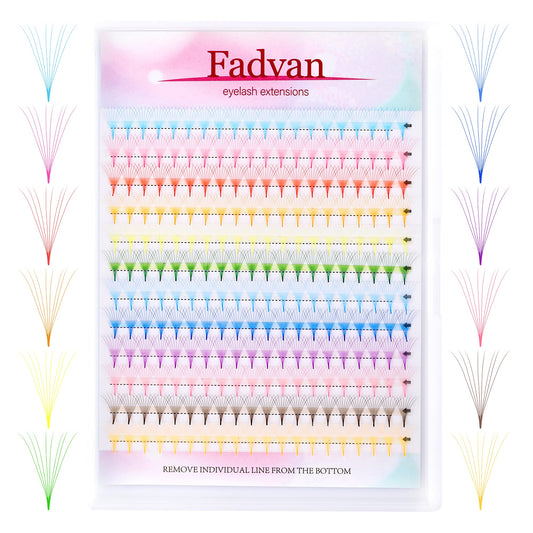 Colored Lash Extensions 240pcs 12 Color Premade Fans Eyelash Extensions 8D 13mm Color Lashes Extension 0.07 D Curl Professional Colored Individual Lashes (12 Color-0.07D, 13mm）