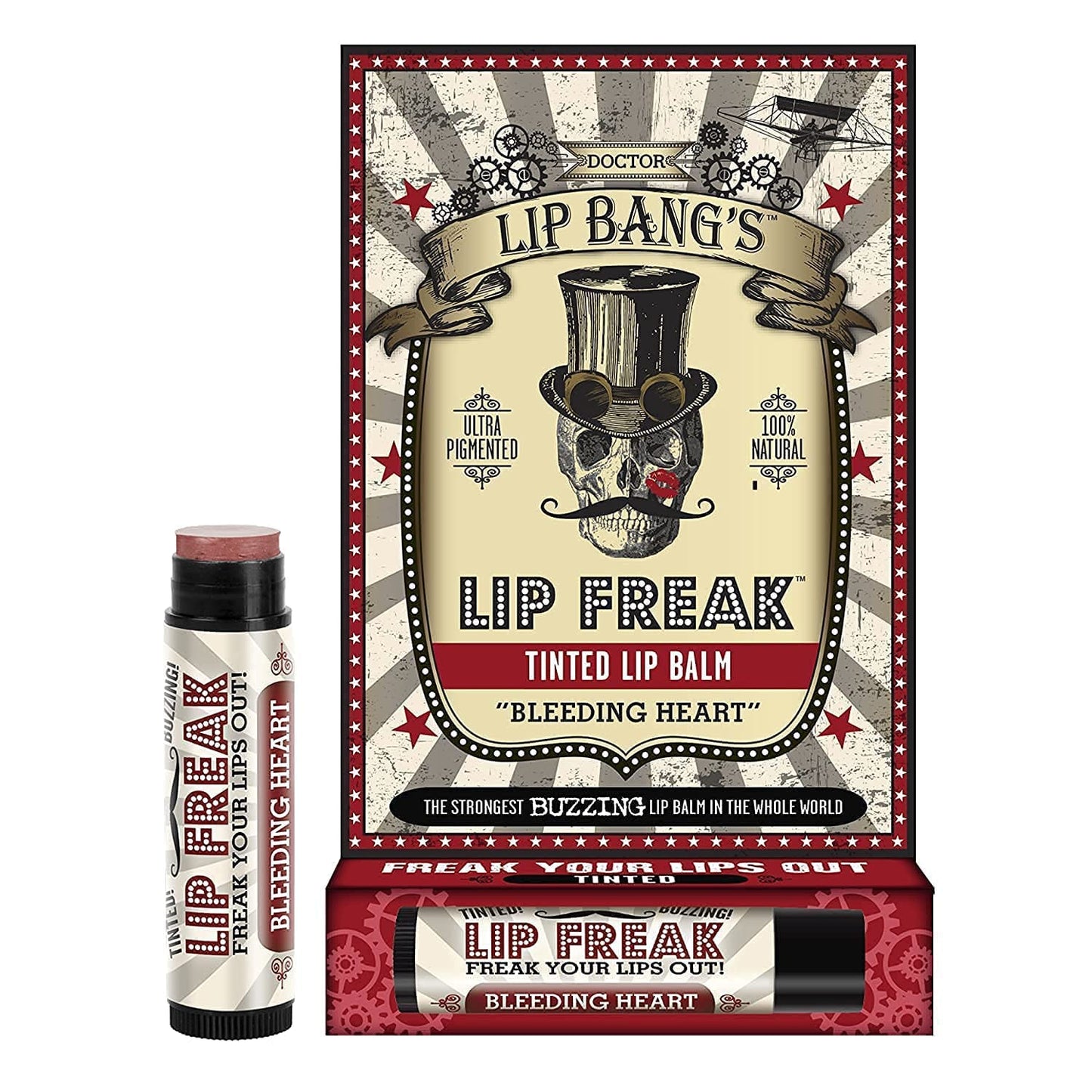 Doctor Lip Bang's BUZZING Lip Balm | Lip Freak| 100% All Natural | Cruelty Free | Bleeding Heart | 2 Pack