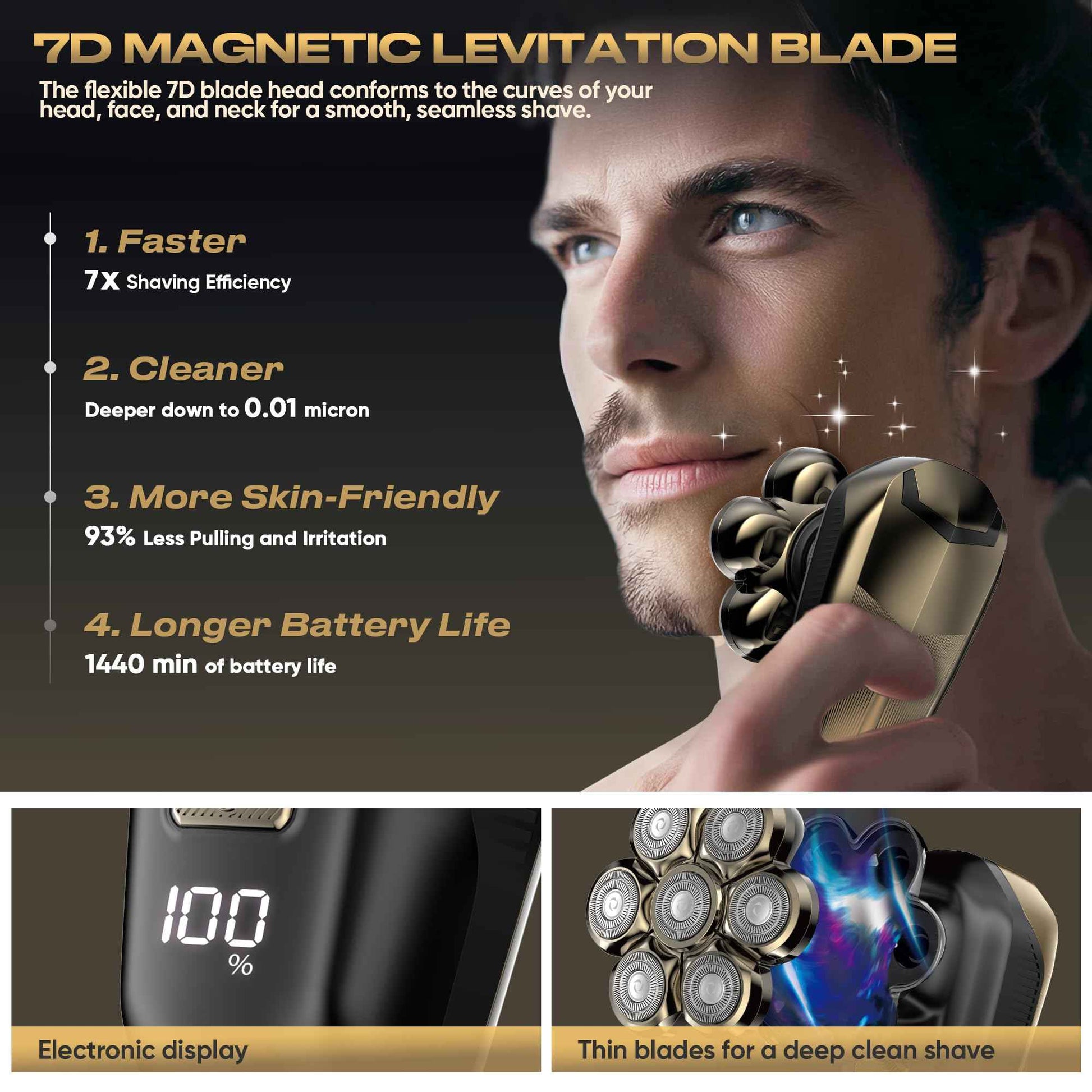 Electric Shaver for Women, Electric Razor with 7D Magnetic Shaver Heads, Wet Dry Waterproof Bald Head Trimmer Kit for Women & Men, Nose Ear Hair Trimmer, USB Rechargeable Clippers, Pink