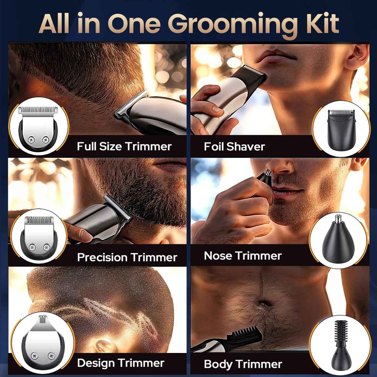 NANSHI Beard Trimmer & Hair Clippers for Men, Electric Razor & Shaver for Nose Body Face Mustache, Cordless Hair Trimmer, Waterproof Men's Grooming Kit, Gifts for Men Husband Father