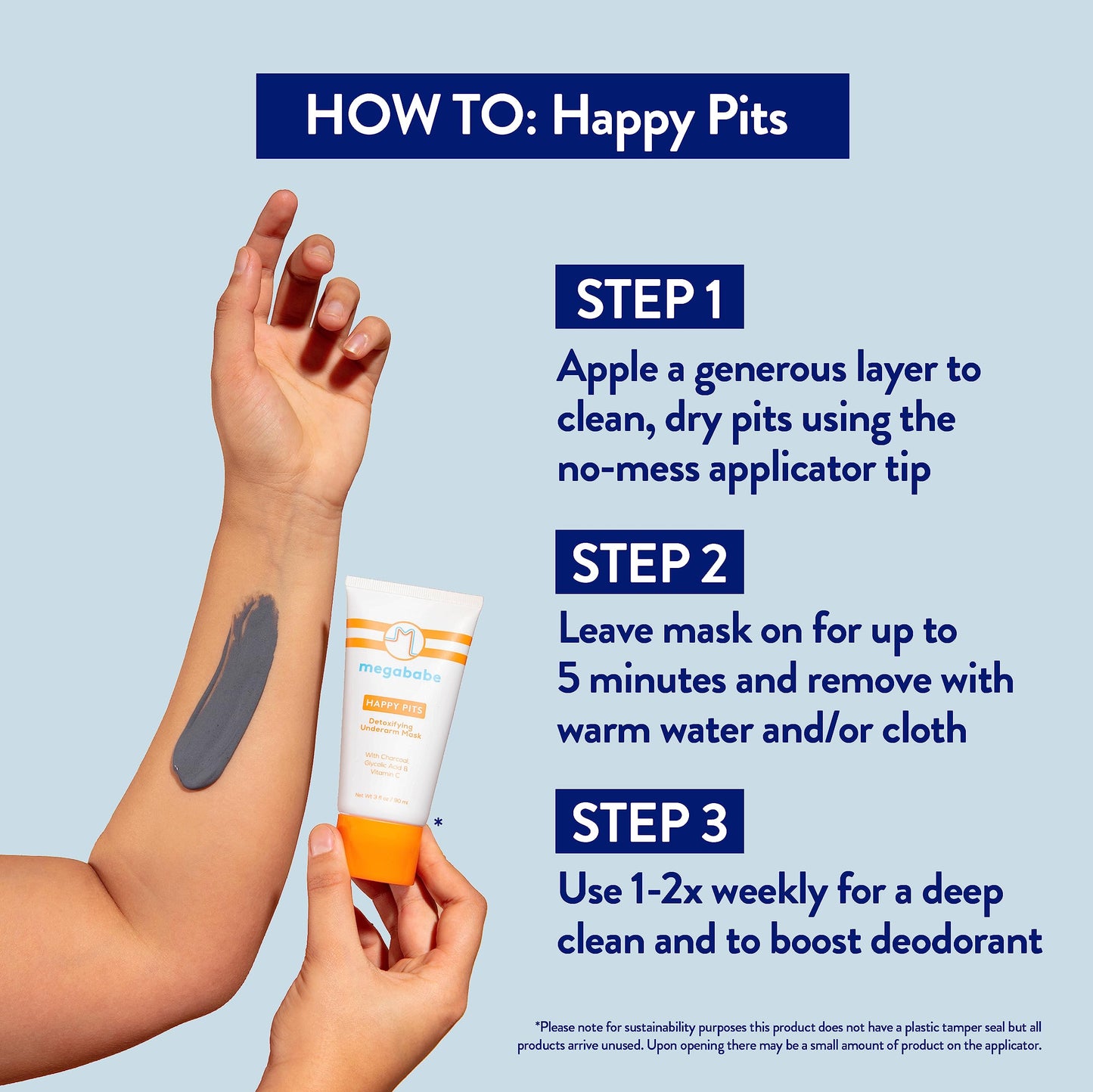 Megababe Underarm Mask - Happy Pits | With Detoxifying Charcoal & Vitamin C | 3 fl oz