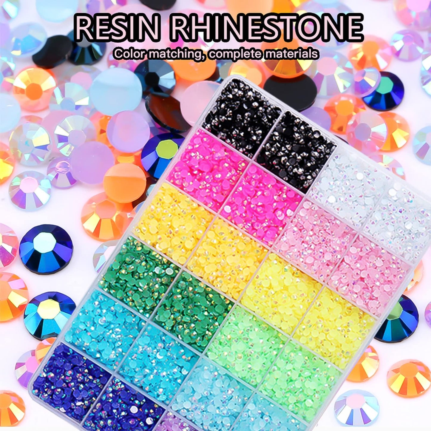 BELICEY 24000Pcs Rainbow Jelly AB Crystal Bulk Rhinestones for Nail Art Resin Flatback Crystals Glitters Stone Gems Beads for Nail Arts Rhinestones DIY Design Clothing Crafts Shoes Bags Decoration