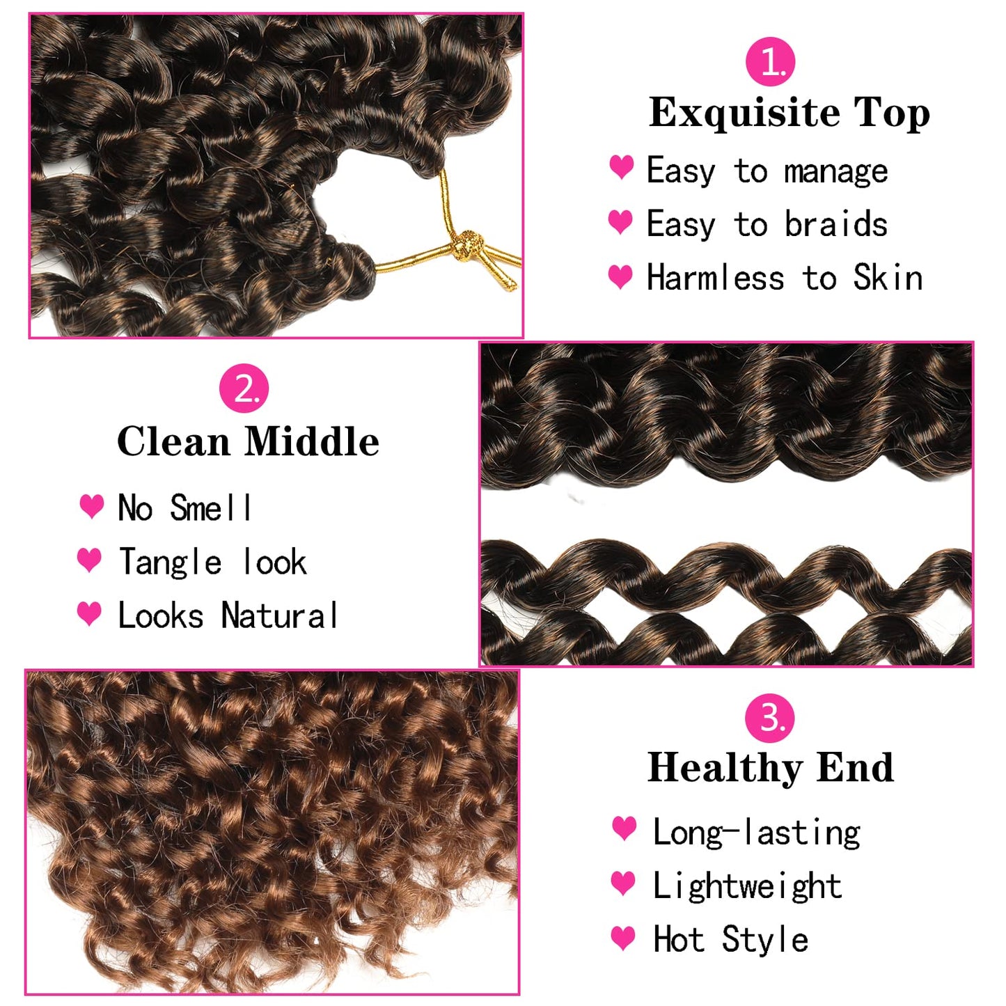 Ombre Brown Passion Twist Hair,10 Inch Water Wave Crochet Hair For Women Passion Twist Crochet Hair Passion Twists Braiding Hair Synthetic Curly Braiding Hair Extensions (10 Inch (Pack of 7),1B/30)