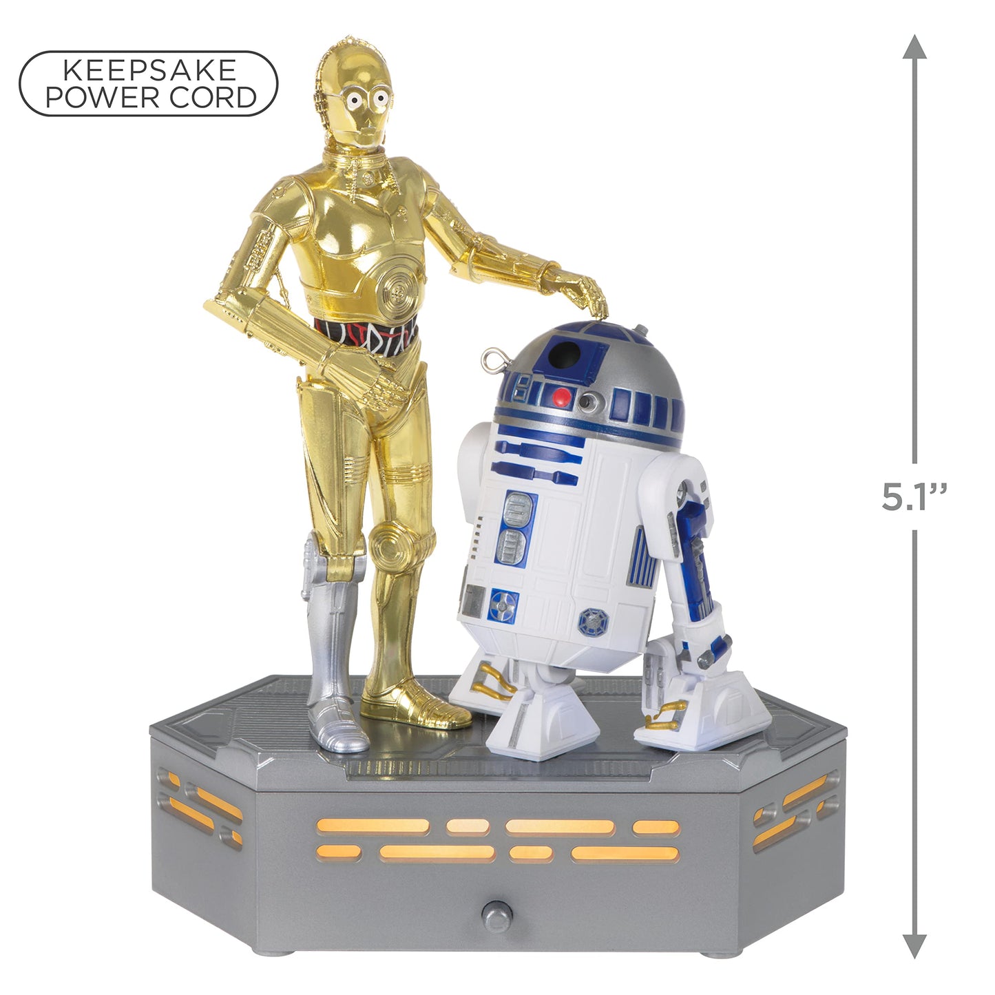 Hallmark Keepsake Christmas Ornament 2022, Star Wars: A New Hope Collection C-3PO and R2-D2, Light and Sound, May The 4th