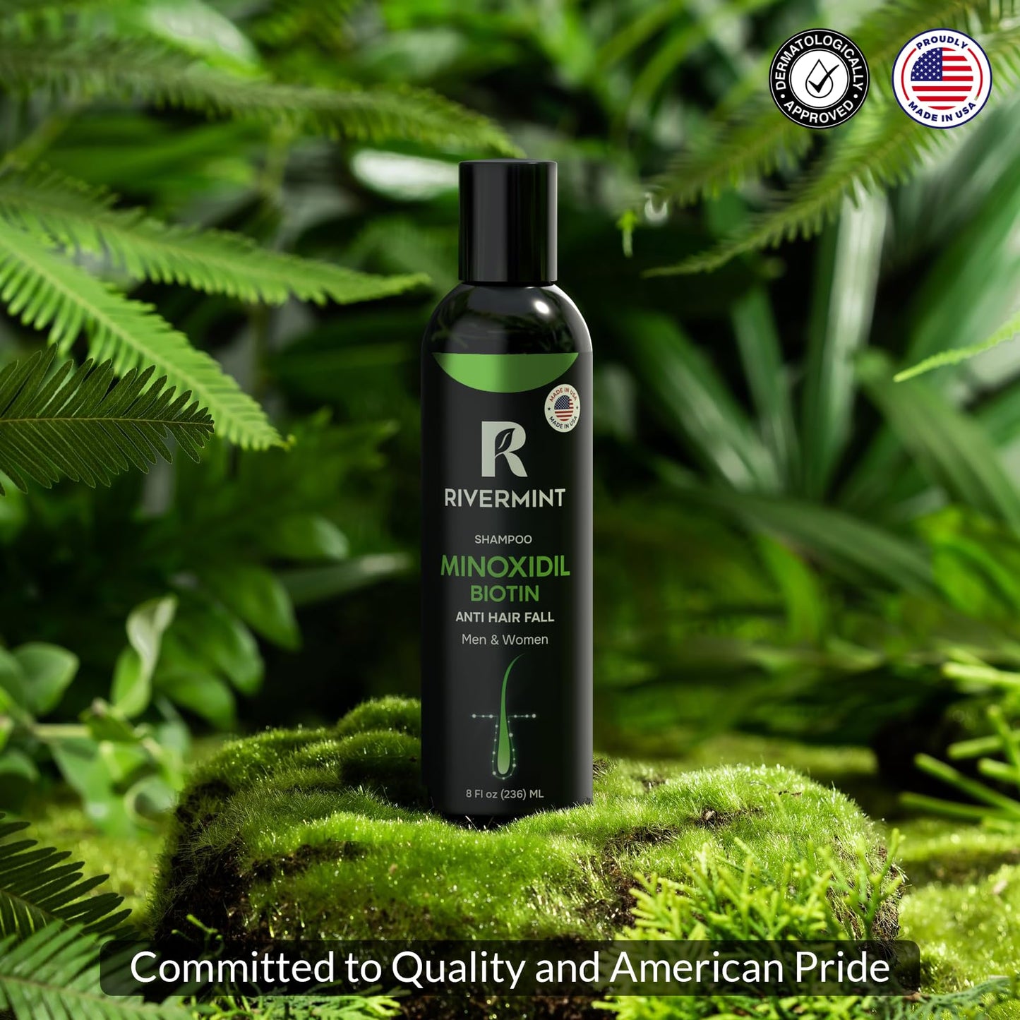 Rivermint Shampoo with Minoxidil and Biotin: Hair Growth Stimulant for Men and Women, anti hair loss - Made in the USA