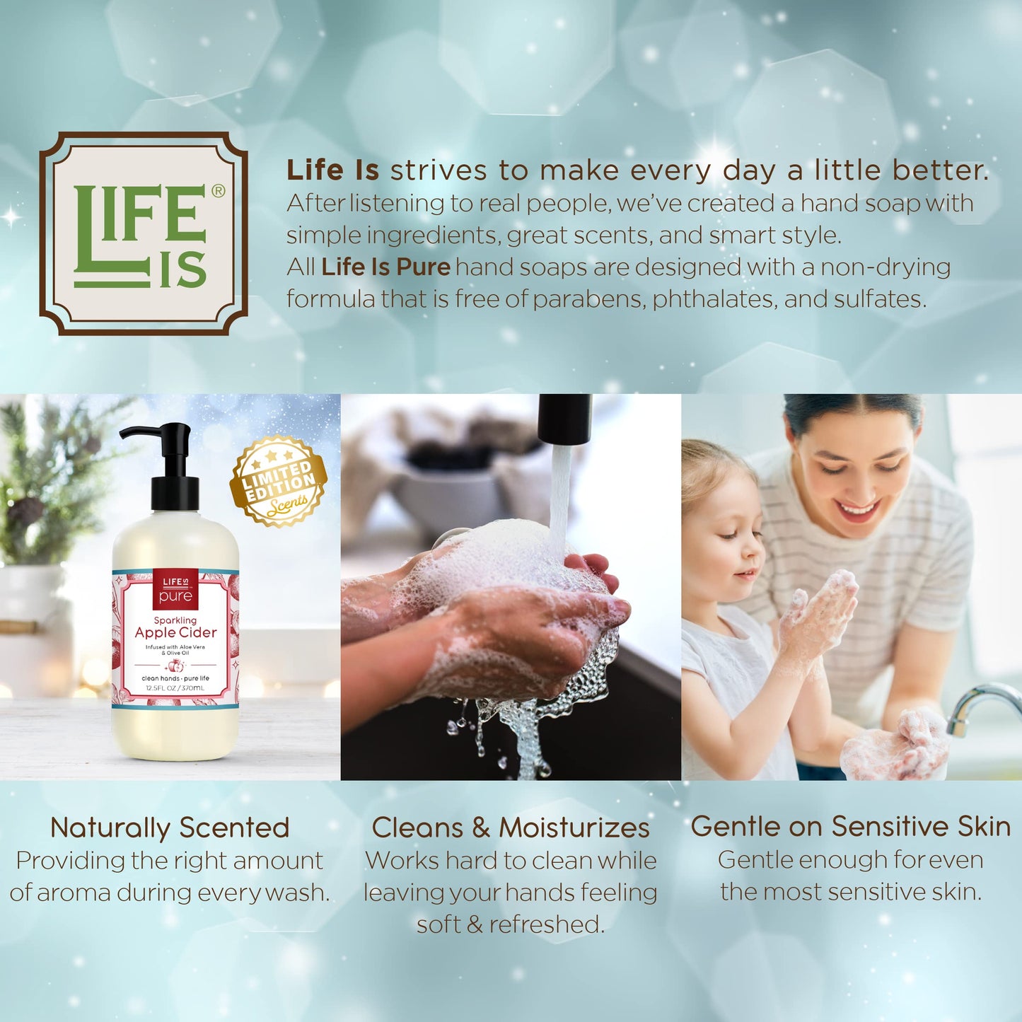 Life Is Pure Liquid Hand Soap, Seasonal Scents Variety Pack, Natural & Sustainable, 12.5 fl oz - Pack of 6