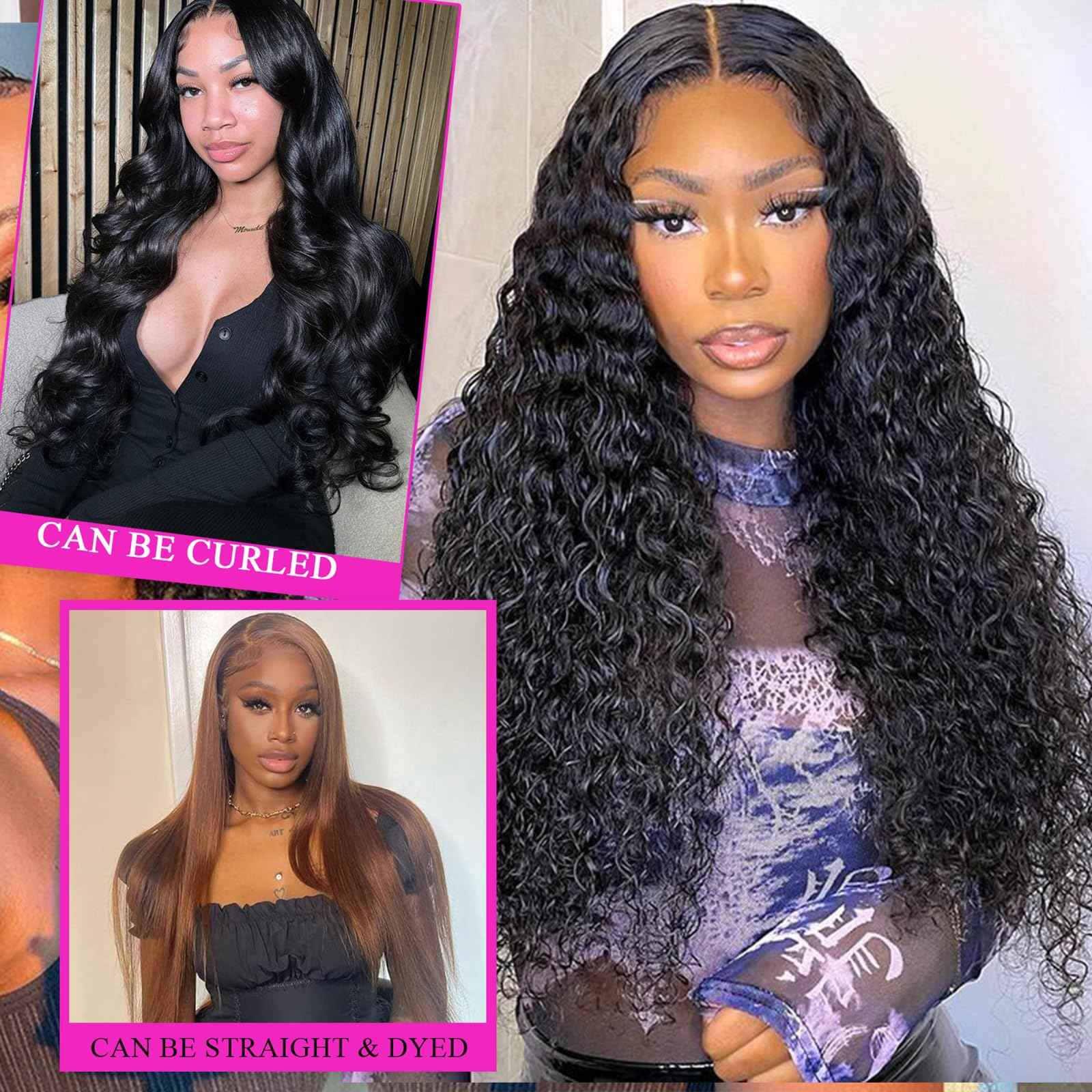 Curly Clip in Hair Extensions Real Human Hair 16inch 100g Invisible & Seamless 100% Brazilian Remy Human Extension Deep Wave Clip ins Extensions Double Weft 8 PCS with 20 Clips Natural Black