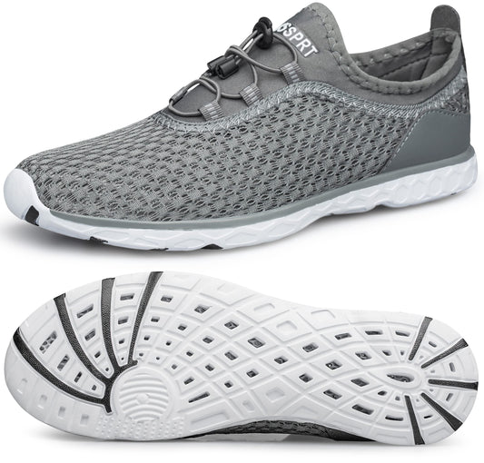 DOUSSPRT Men's Water Shoes Quick Drying Sports Aqua Shoes Dark Grey Size 7