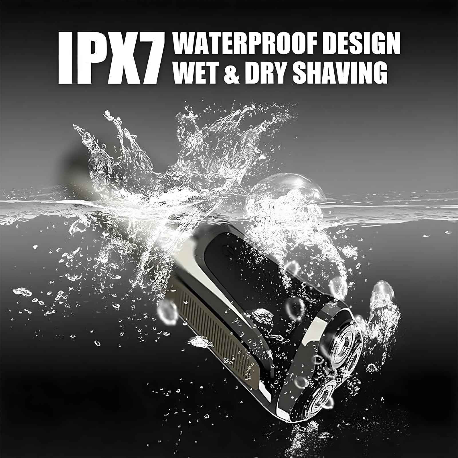 Electric Razor for Men,4D Floating Head Rotary Electric Razor,Ipx7 Waterproof Shavers for Men Wet & Dry Shaver with LCD Display& Quiet Motor (Black)