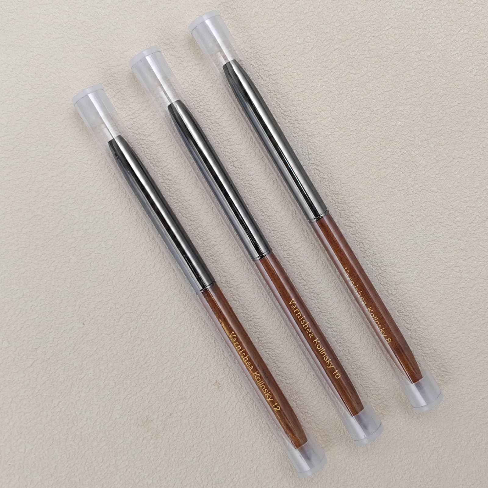 varnishea Pure Kolinsky Hair Acrylic Nail Brush Sandalwood Handle Professional Manicure Brushes for Powder Nail Acrylic Application - Salon & DIY Nail Art Essentials - Size 12, 1.0 Count