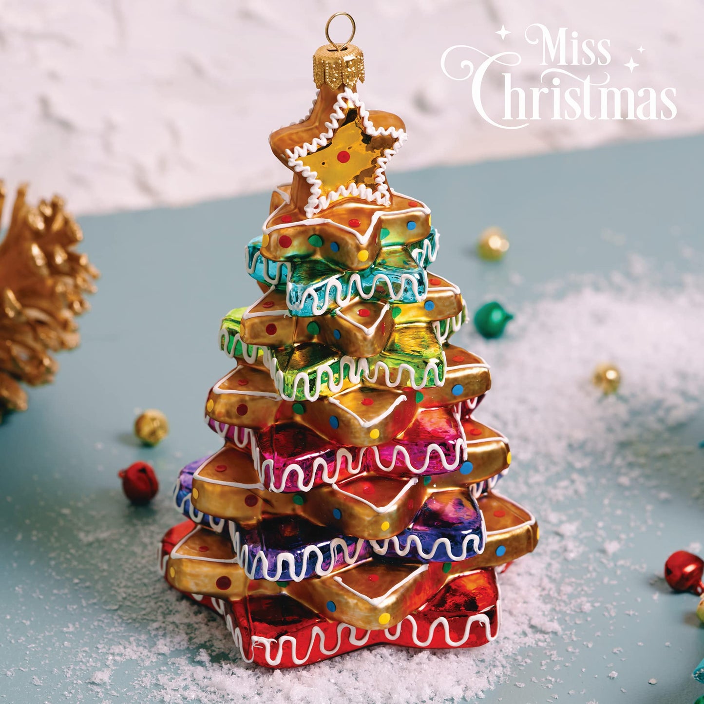 Miss Christmas 2024 Collection Cute as Candy Gingerbread Blown Glass Christmas Tree Ornament (Gingerbread Tree)