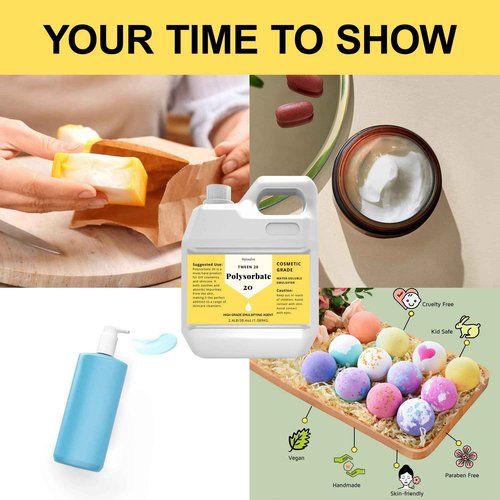 38.4 oz Polysorbate 20 Emulsifier, Premium Polysorbate 20 (TWEEN 20) Liquid, 100% Pure, Cosmetics Grade, Gentle on Skin, Suitable for Making Lotions, Shampoos, Body Washes, Makeup Removers and More