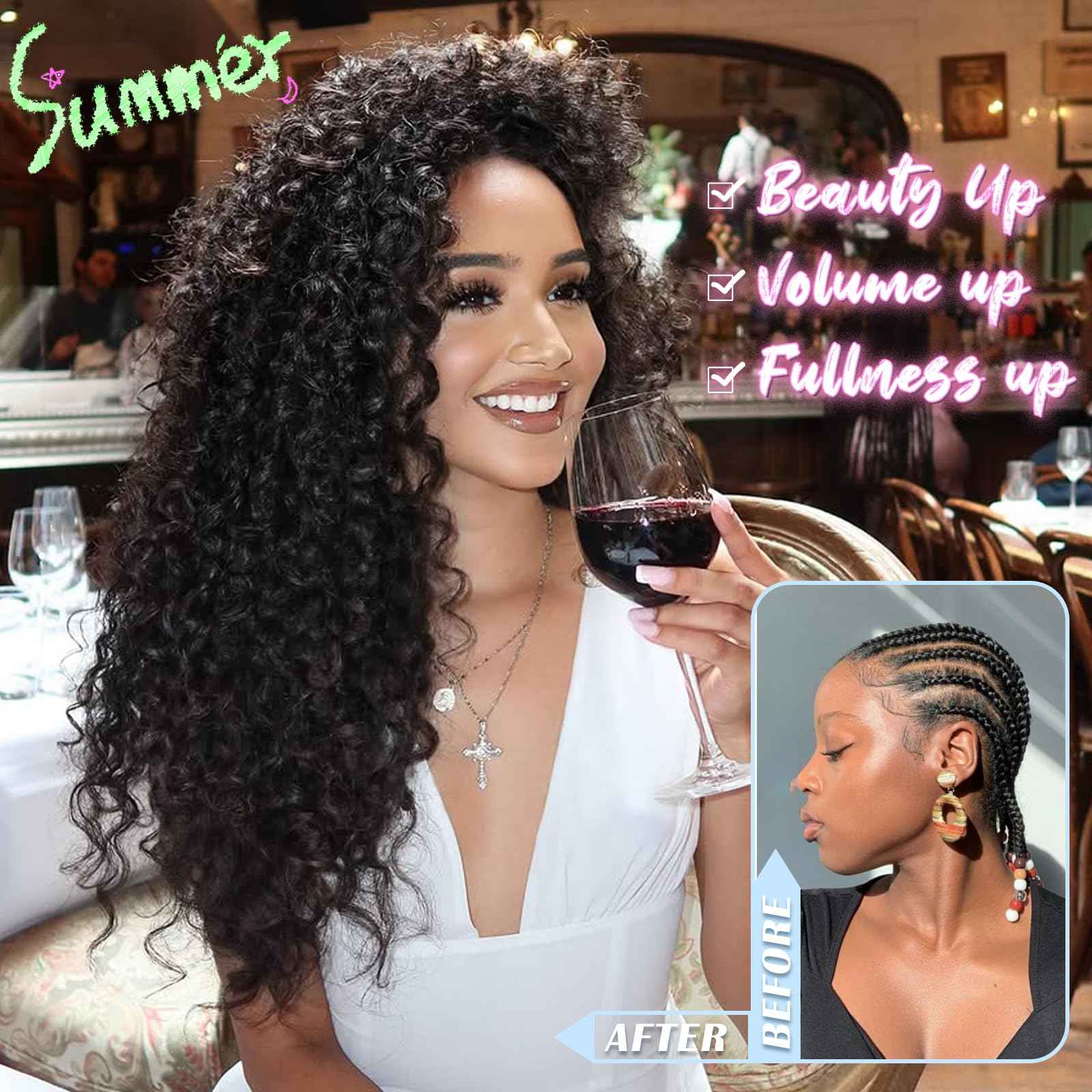 Gowit Pre Looped Deep Wave Crochet Hair 18 Inch 7 Packs Short Curly Black Pre Twisted Ocean Wave Deep Twist Crochet Braids Synthetic Braiding Hair for Black Women