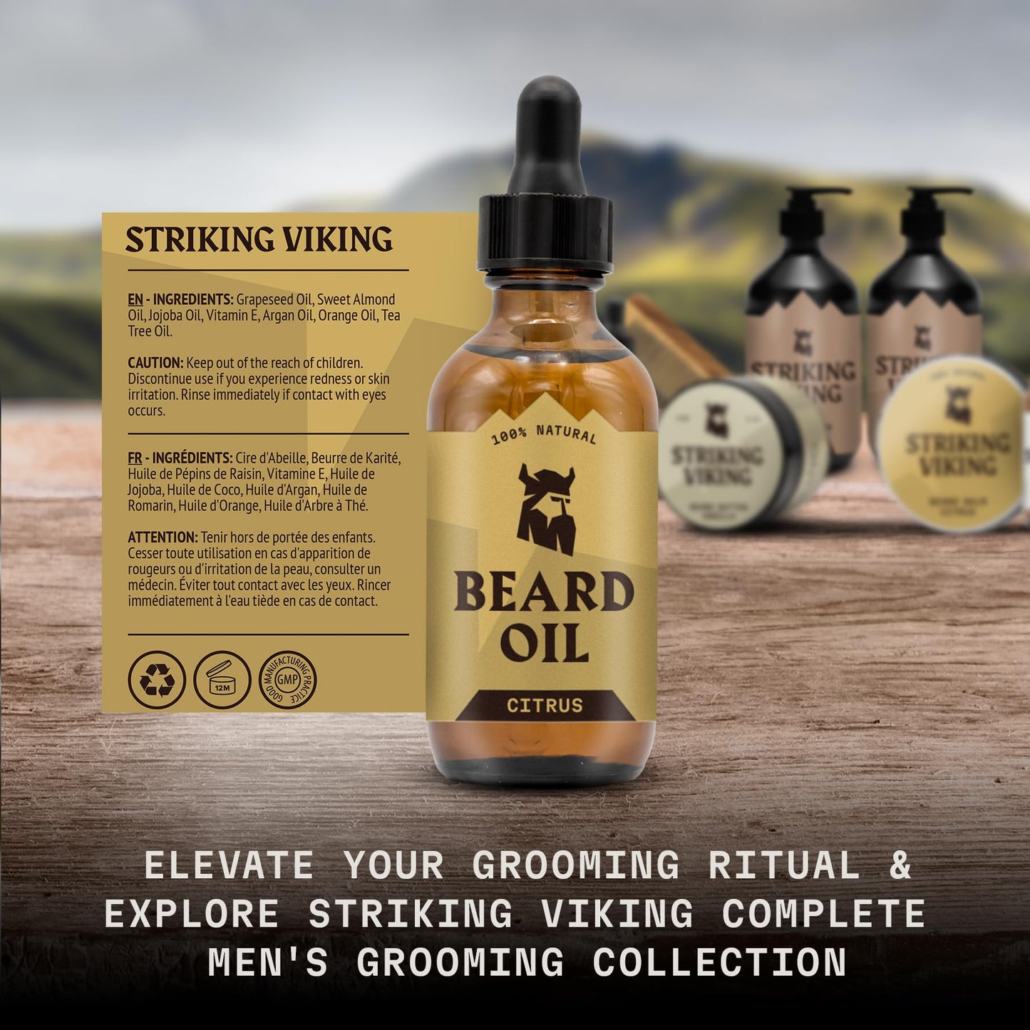 Striking Viking Scented Beard Oil Conditioner for Men (Large 2 oz.) - Naturally Derived Formula with Tea Tree, Argan and Jojoba Oils with Citrus Scent - Softens, Smooths & Strengthens Beard Growth