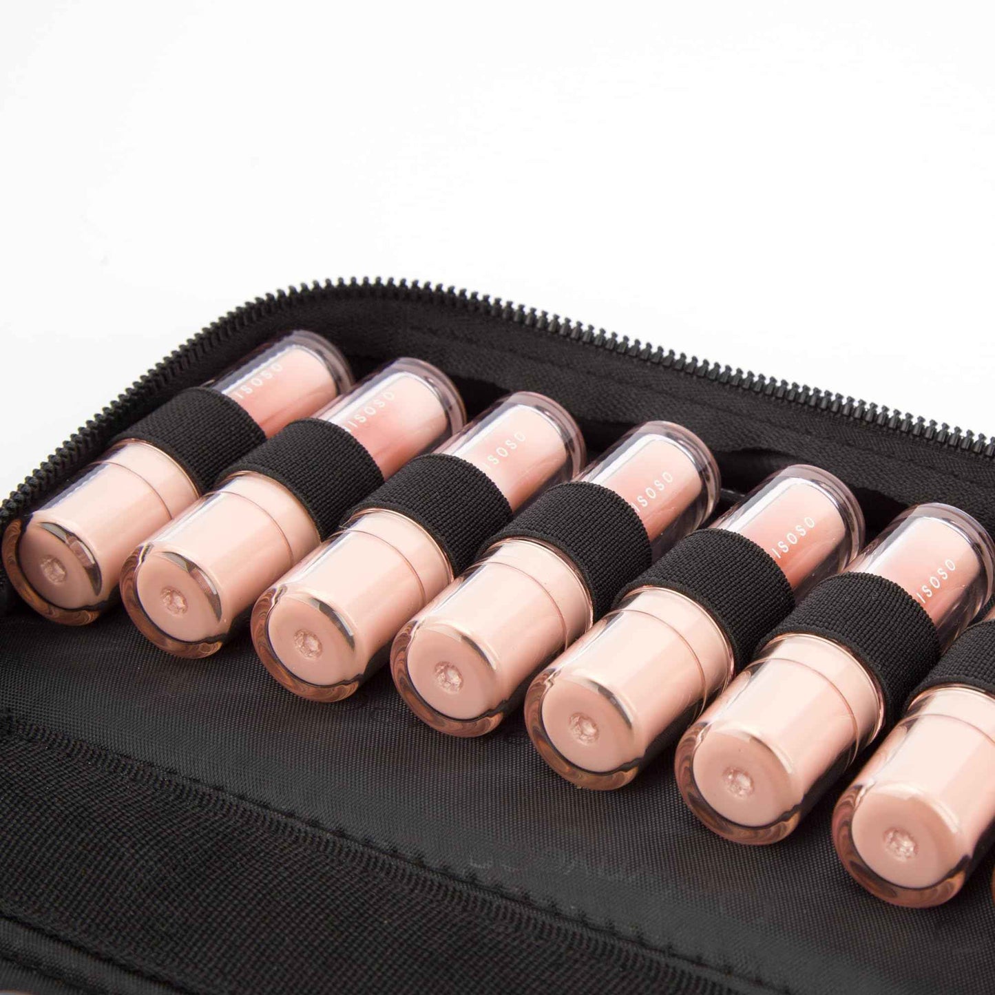 ROWNYEON Lipstick Organizer Bag for Short Lipstick,16 Slots Travel Lipstick Carrying Case, Portable Lip Storage Bag 1 Pack | L 8.27xW 5.12x1.77 inch | Gold Zipper
