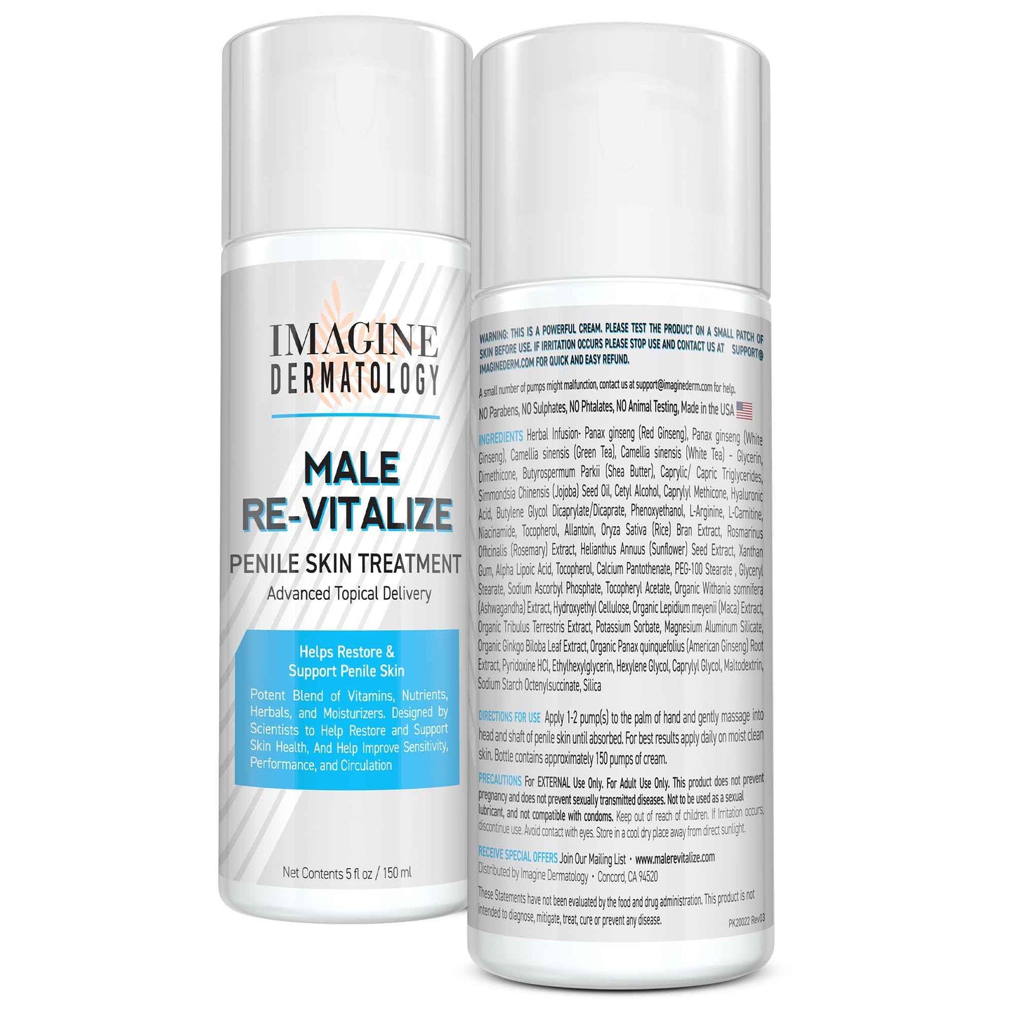 Imagine Dermatology Male Re-Vitalize Original Penile Health Cream for Men - Relieve, Restore and Support Skin - Moisturizer Penile Lotion - Large Value Size (5fl oz/150ml)