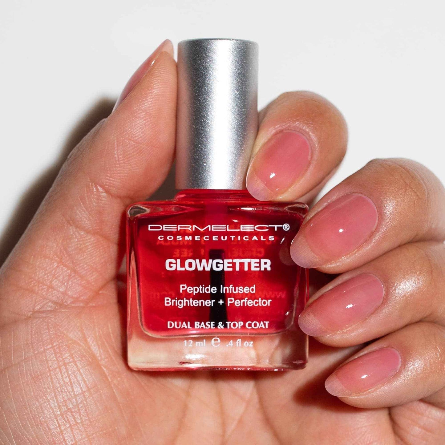 Dermelect Perfectly Polished Nail Rehab Kit – Nail Concealer & Strengthener Duo with Peptides, Squalene & Optic Brighteners for Damaged Nails, Natural Pink Tint, Glossy Finish, 2-Piece Set