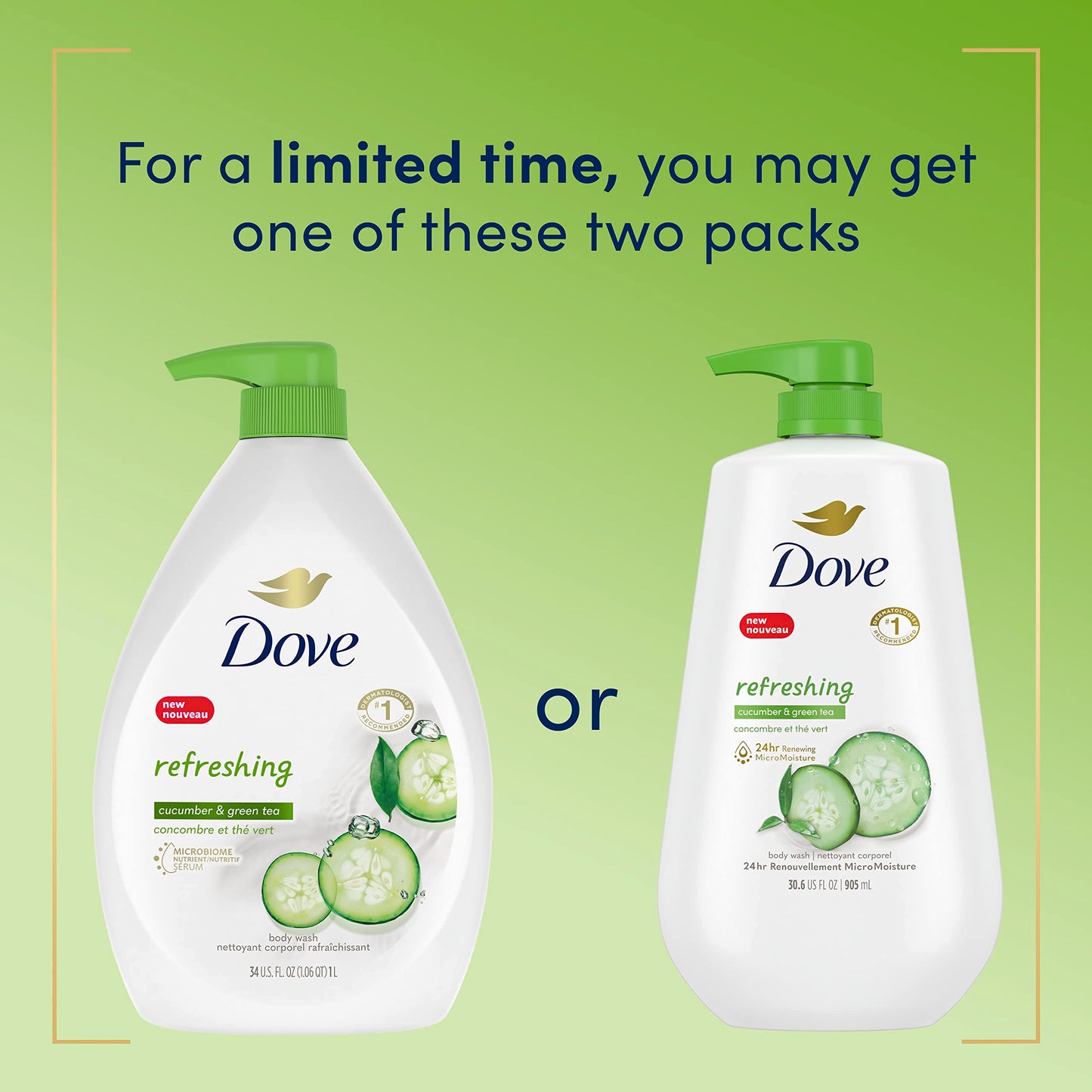 Dove, Refreshing Cucumber And Green Tea Body Wash, 30.6 Fl Oz