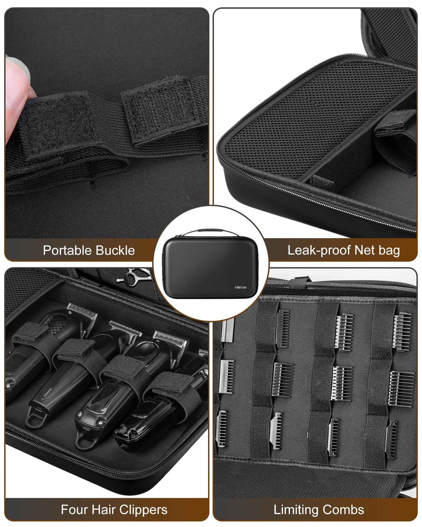 KiddoCraze Barber Bags for Hair Clippers and Supplies, Hair Cutting Barber Supplies Organizer Bag, Hair Trimmer Organizer for Men Razor Guard Grooming Kits (Case Only)