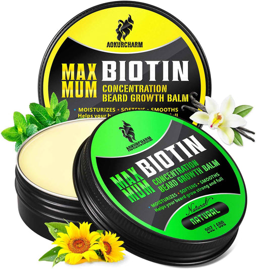 aokur 2 Pack Beard Balm for Men – Vanilla & Unscented – Biotin Beard Conditioner for Softening, Styling & Supporting Beard Growth – Gift Set for Father’s Day, Anniversaries & Christmas