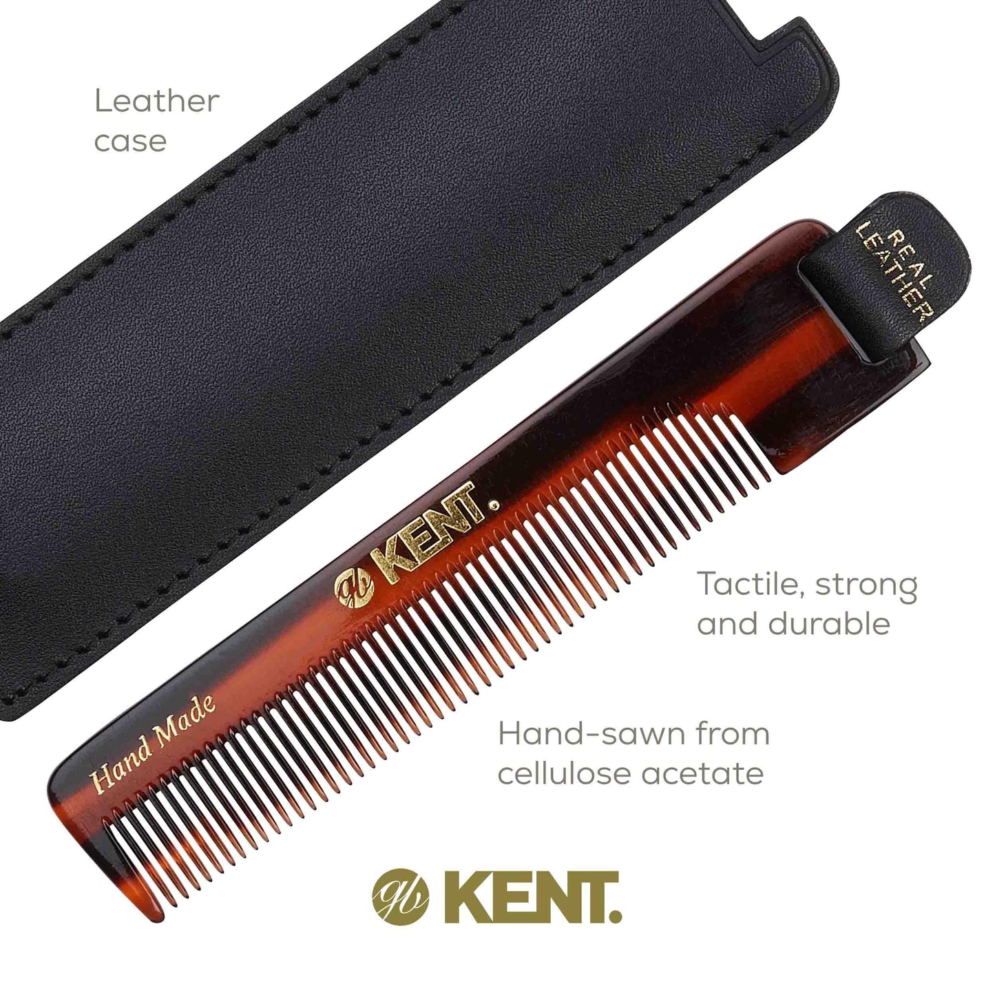 Kent NU22 Handmade All Fine Tooth Pocket Comb for Men, Women and Kids, Hair Comb Straightener for Everyday Grooming Styling Hair, Beard and Mustache, Saw Cut and Hand Polished, Made in England