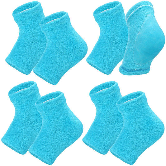 Chuarry 4 Pairs Moisturizing Fuzzy Socks for Dry Cracked Feet, Open Toe Socks Gel Socks with Essential Oils, Spa Moisture Cracked Heel Repair Socks for Women Dry Heels Overnight