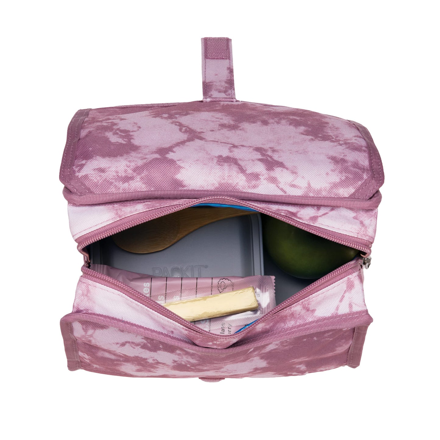 PackIt Freezable Lunch Bag, Mulberry Tie Dye, Built with EcoFreeze Technology, Foldable, Reusable, Zip and Velcro Closure with Buckle Handle, Great for Fresh Lunches on the Go