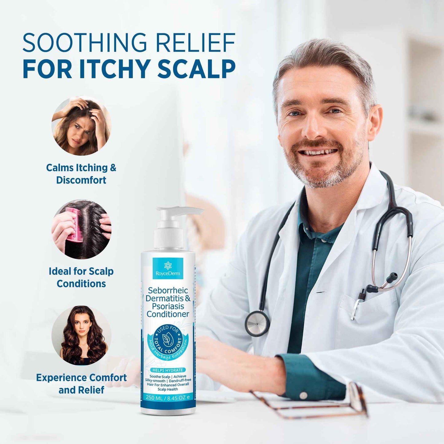 Roycederm Scalp Care Bundle: Psoriasis Shampoo & Conditioner for Dry, Itchy Scalp Relief