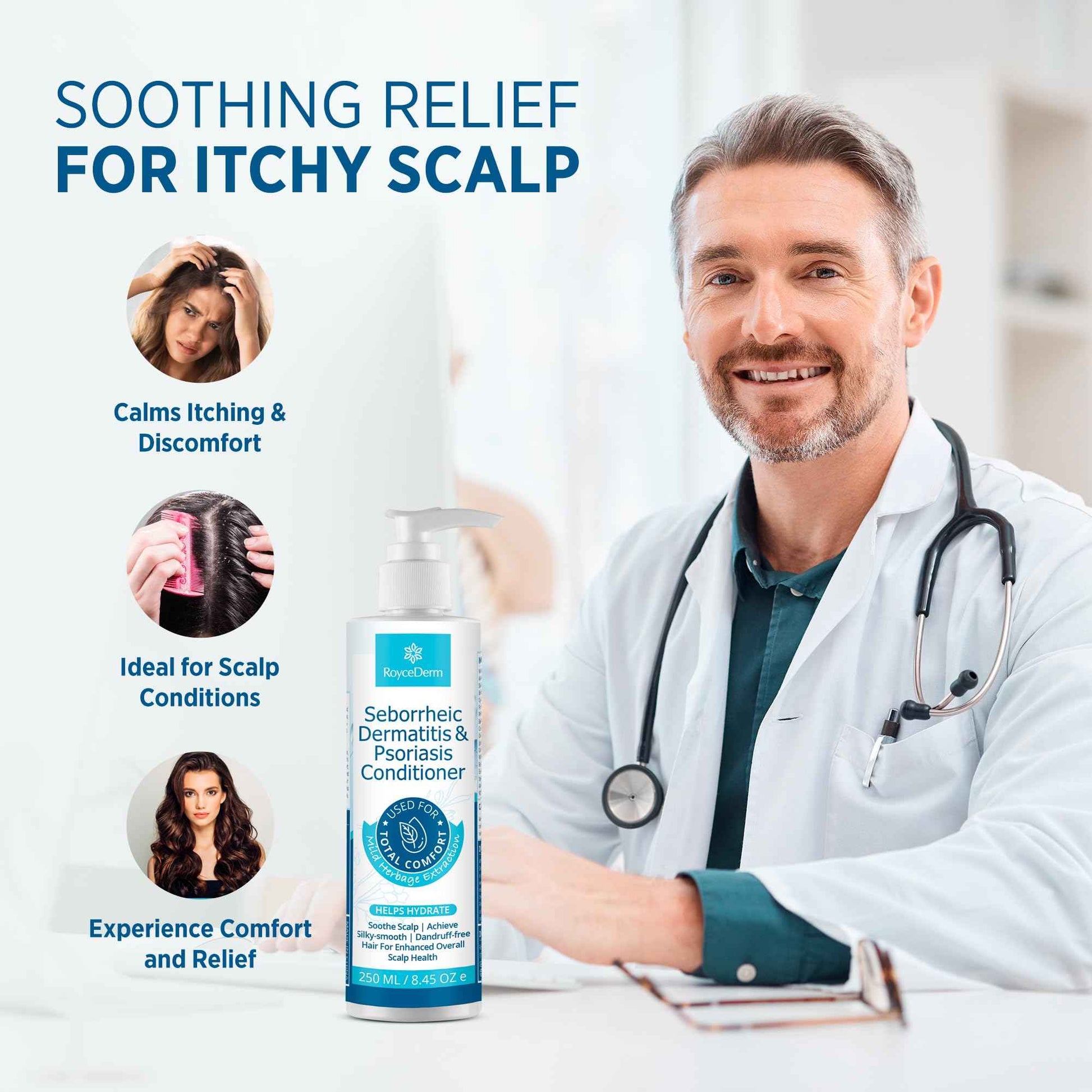Roycederm Scalp Care Bundle: Psoriasis Shampoo & Conditioner for Dry, Itchy Scalp Relief