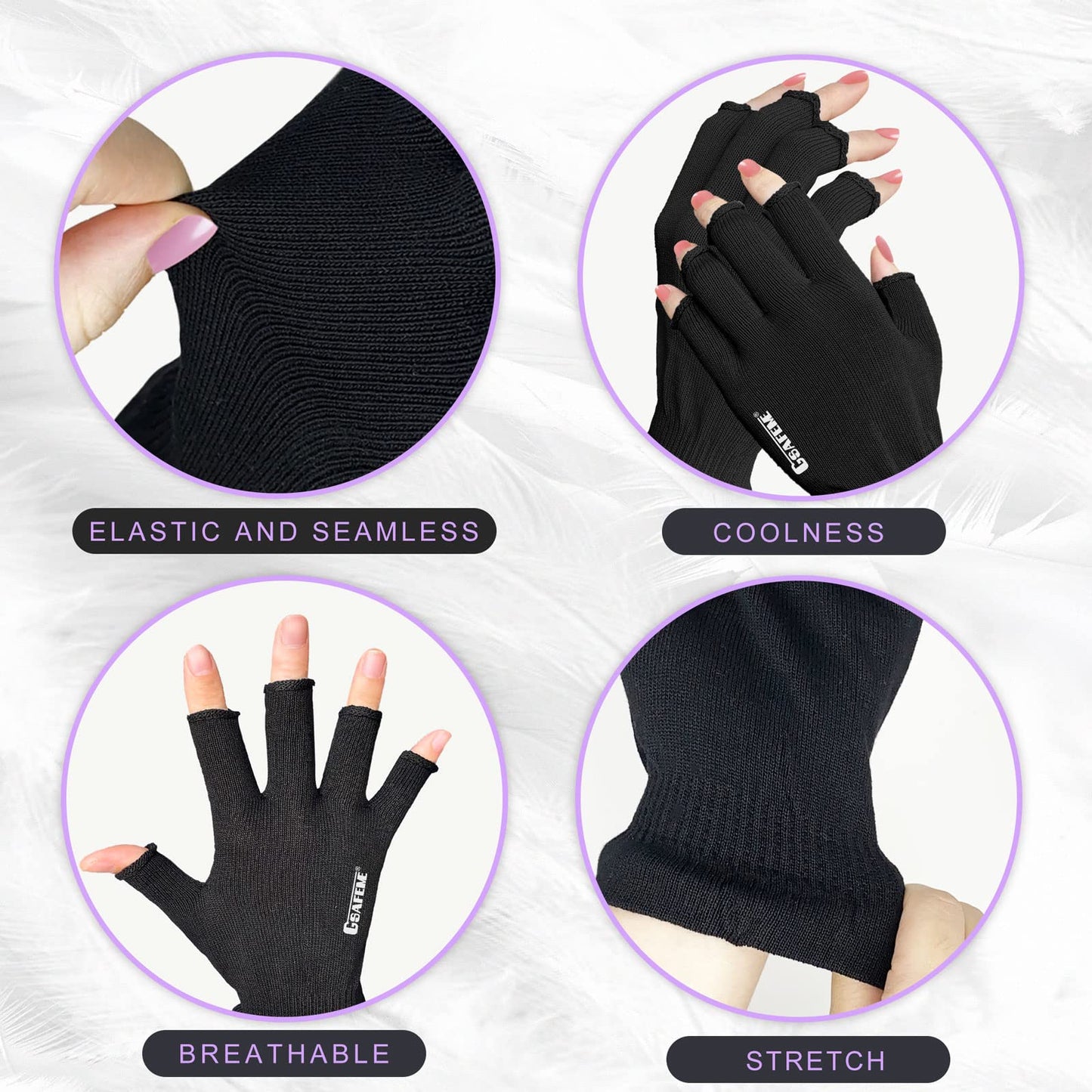 GSAFEME Cotton Gloves Eczema - Fingerless Touchscreen Moisturizing Gloves for Dry Hand Sleeping - Cotton Gloves for Men and Women, Black L/XL 1 Pair