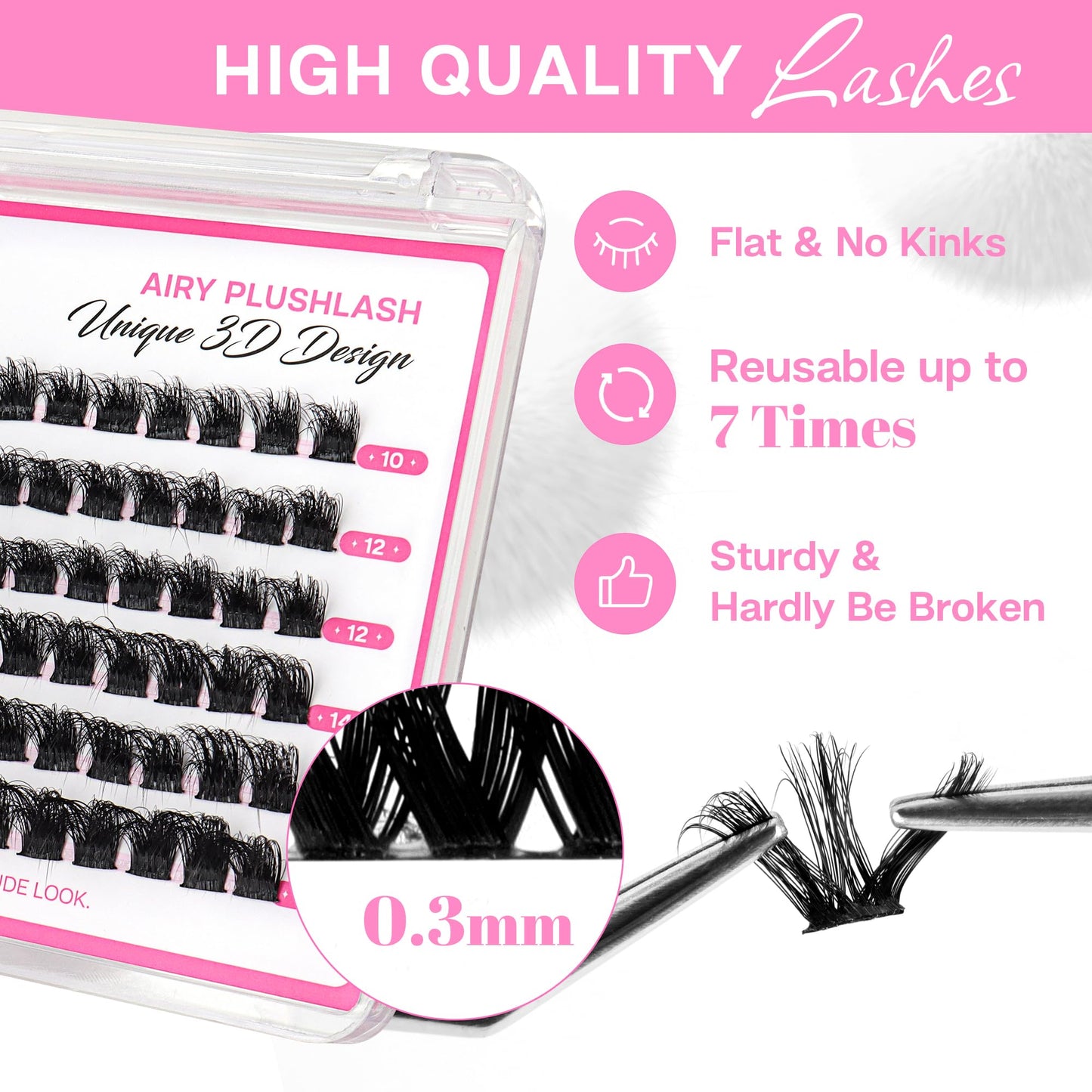 CALAILIS Lash Clusters Wispy 3D Fluffy Cluster Eyelash Extensions 96Pcs Multi-Layered Thick DIY Eyelash Clusters Soft and Reusable Volume Individual Cluster Lashes (B09, 10-16MIX)