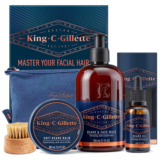 King C. Gillette Men's Beard Care Gift Set, Beard Wash, Beard Oil, Beard Balm