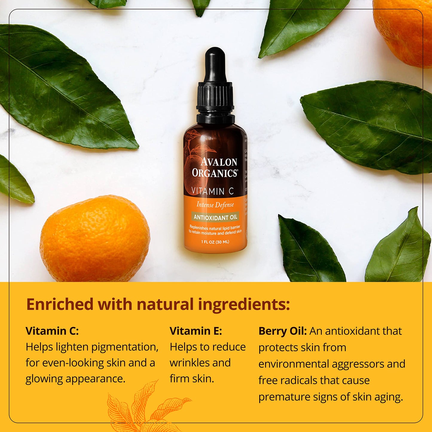 Avalon Organics Vitamin C Oil , Anti-Aging Serum with Essential Fatty Acids, Vitamin E, Hydrating & Brightening Serum, Helps Reduce Lines & Wrinkles